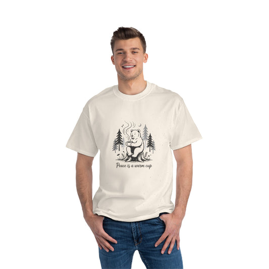 Cozy Bear Short-Sleeve T-Shirt | Peace Is A Warm Cup | Gift for Nature Lovers, Casual Wear, Eco-Friendly Tee