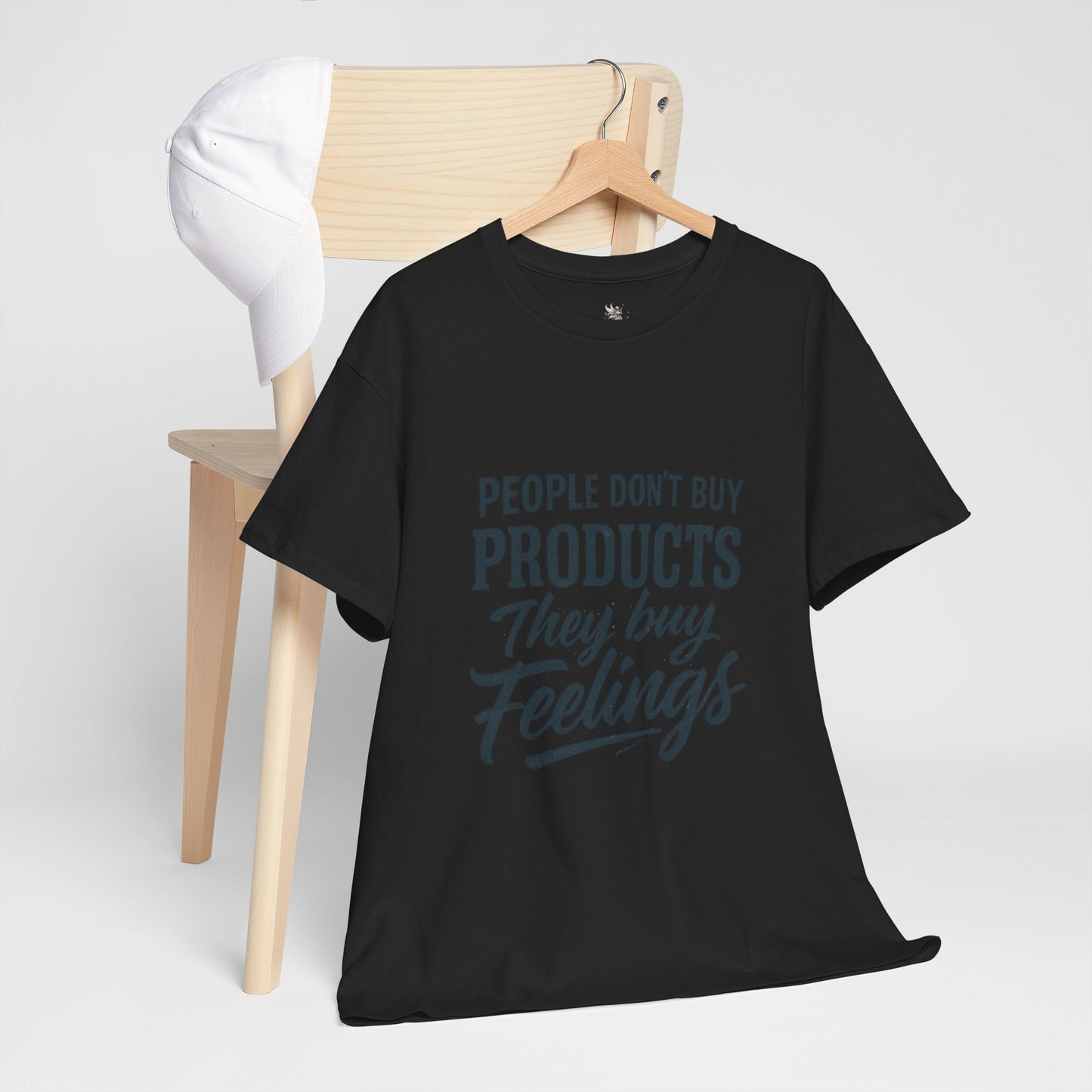 Unisex Heavy Cotton Tee: 'People Don't Buy Products, They Buy Feelings' - Casual Fashion, Gift Idea, Everyday Wear, Comfortable Style, [...]