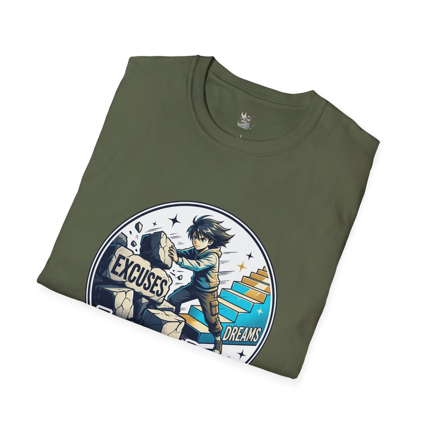 Excuses Don't Build Dreams T-Shirt — Motivational Skateboard Graphic Tee