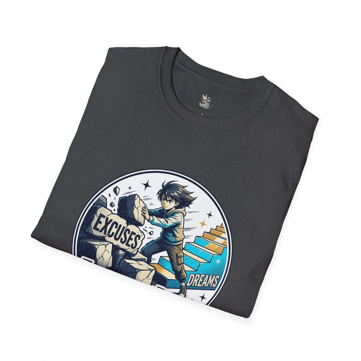 Excuses Don't Build Dreams T-Shirt — Motivational Skateboard Graphic Tee