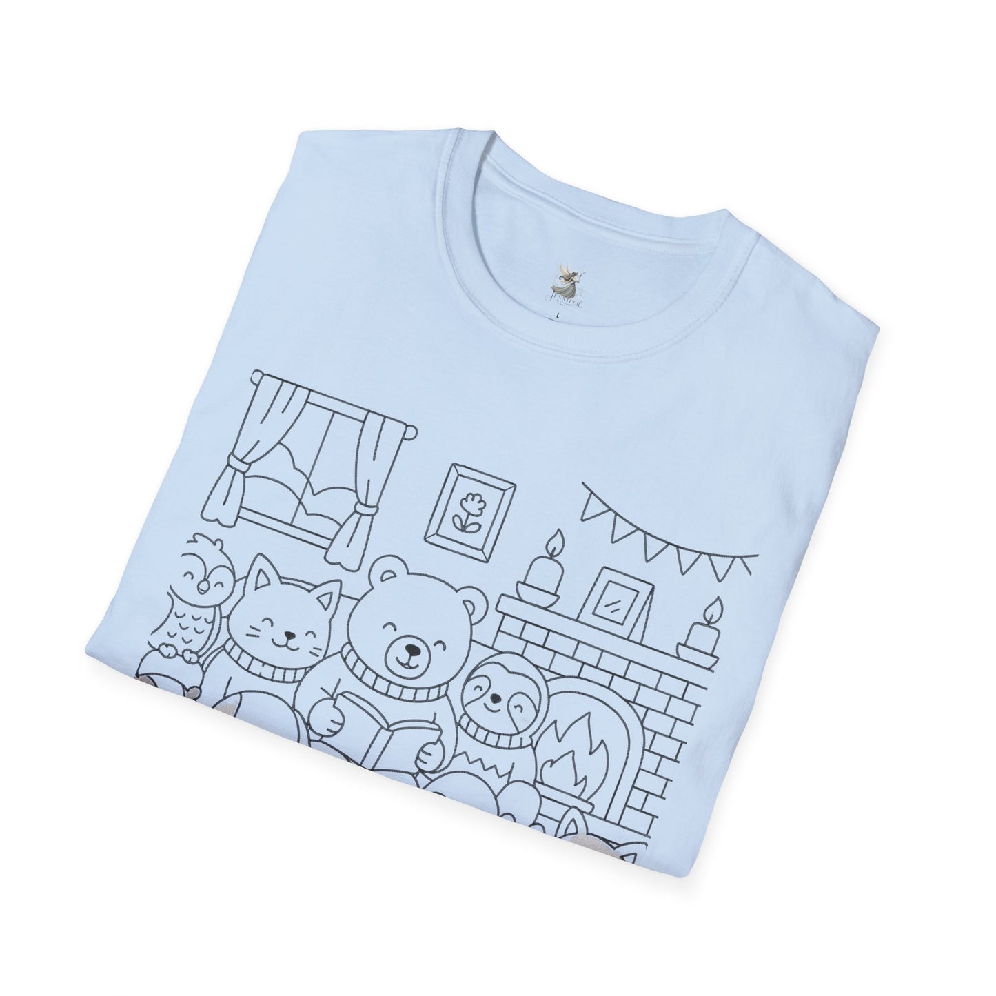 Cute Cartoon Animal T-Shirt, Perfect Gift for Kids, Unisex Softstyle Tee, Coloring Shirt, Fun Pajama Shirt, Casual Wear