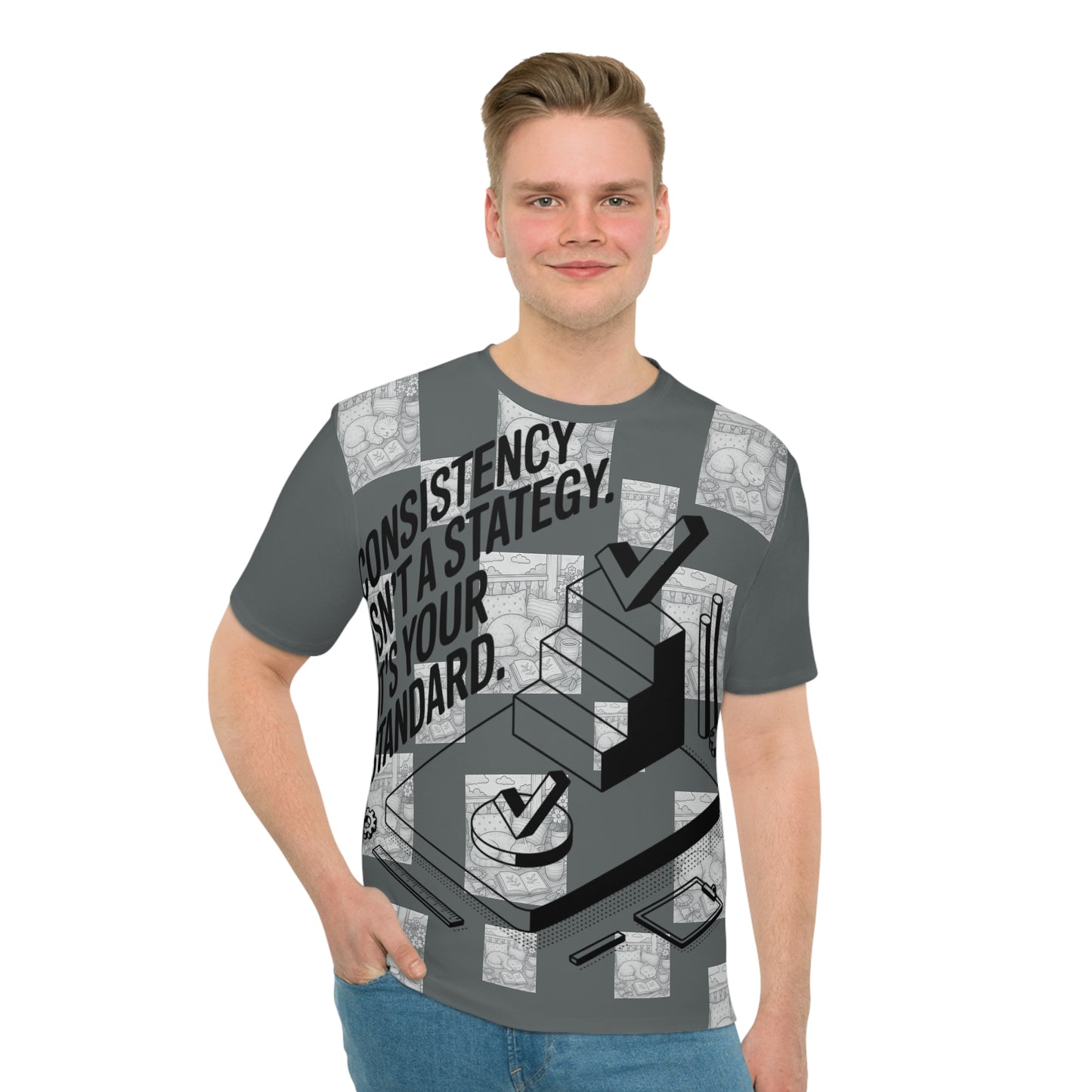 Men's T-Shirt, Black & White Pattern, Stylish Tee, Loose Fit Shirt, Casual Top, Graphic Design Shirt