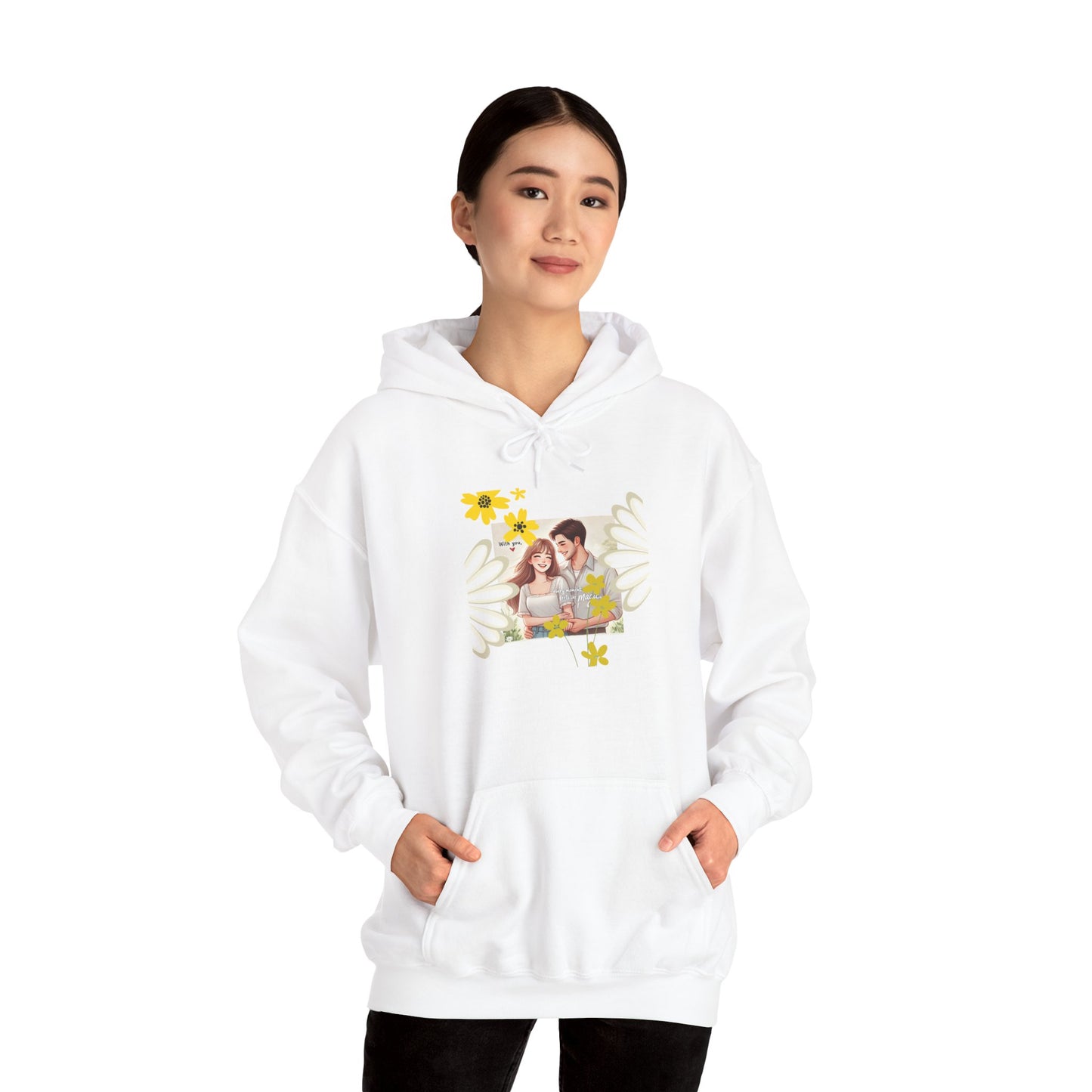 Romantic Couple Hooded Sweatshirt, Cozy Sweatshirts, Couple Gift, Valentine's Day Hoodie, Unisex Hooded Sweatshirt, Floral Hoodies