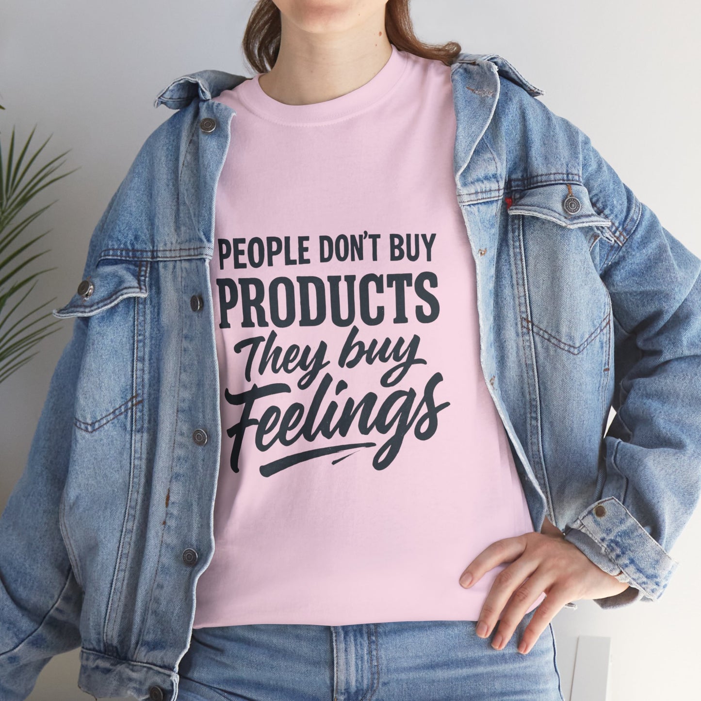 Unisex Heavy Cotton Tee: 'People Don't Buy Products, They Buy Feelings' - Casual Fashion, Gift Idea, Everyday Wear, Comfortable Style, [...]