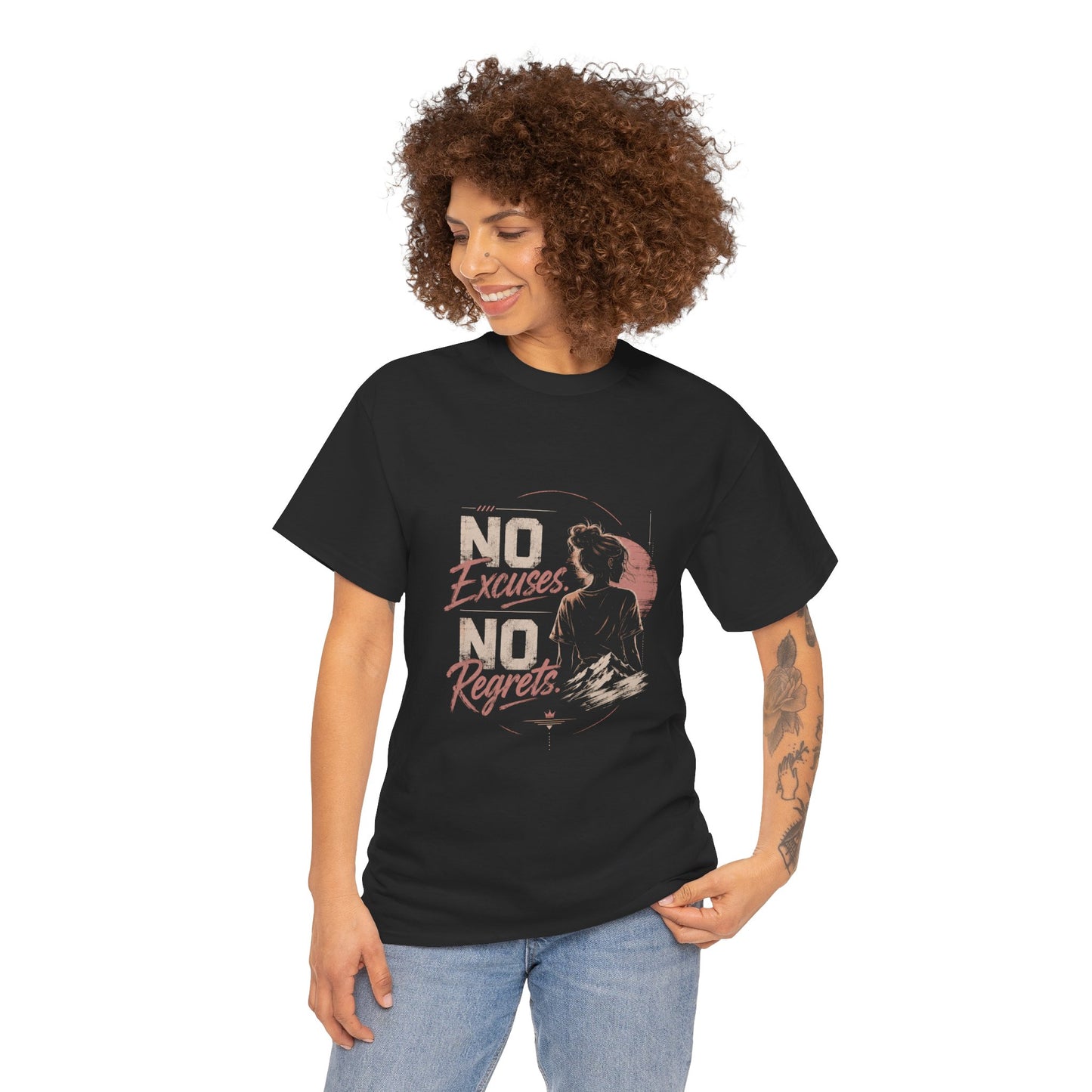 No Excuses No Regrets Tee | Motivational Graphic T-Shirt | Silhouette Design