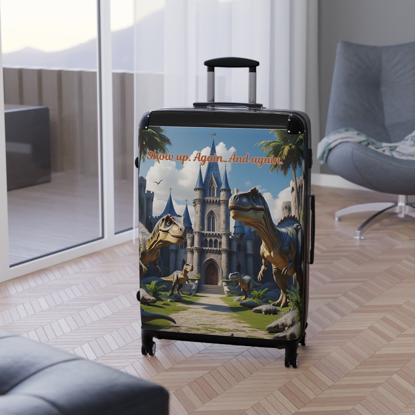 Whimsical Dinosaur Suitcase - Adventure Travel Bag, Kids Luggage, Unique Travel Accessory, Fun Gift, Family Vacations