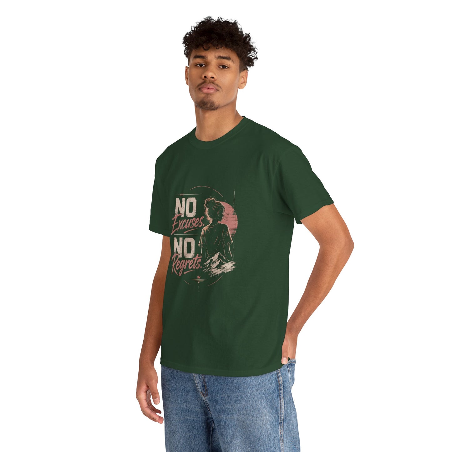No Excuses No Regrets Tee | Motivational Graphic T-Shirt | Silhouette Design