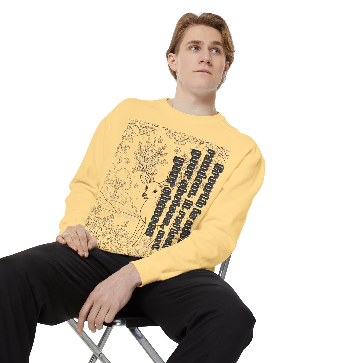 Whimsical Deer Sweatshirt | Cozy Casual Wear, Gift for Nature Lovers, Fall Fashion, Unique Artwork, Unisex Style