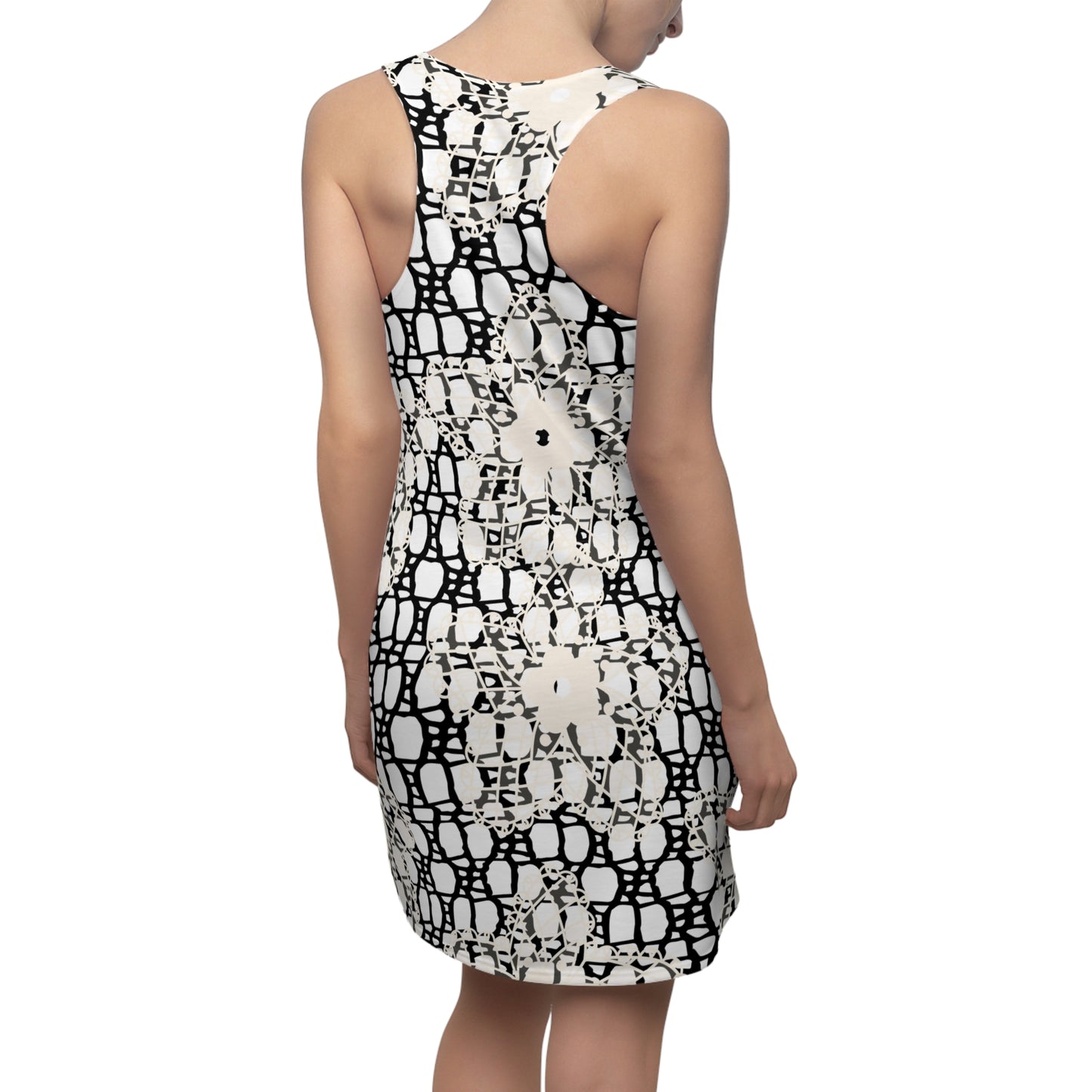 Chic Abstract Dress, Women's Racerback Dress, Stylish Sleeveless Dress, Modern Trendy Dress, Fashionable Cocktail Dress, Elegant Summer