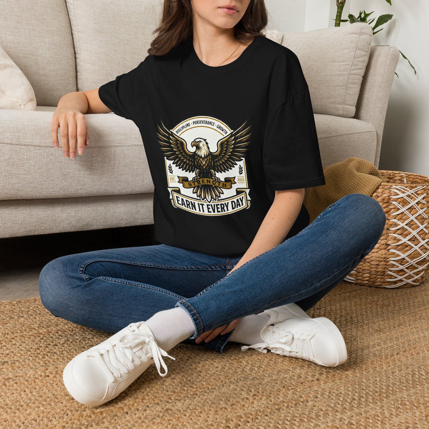 Eagle Emblem Earn It Every Day T-Shirt | Wisdom, Discipline, Perseverance