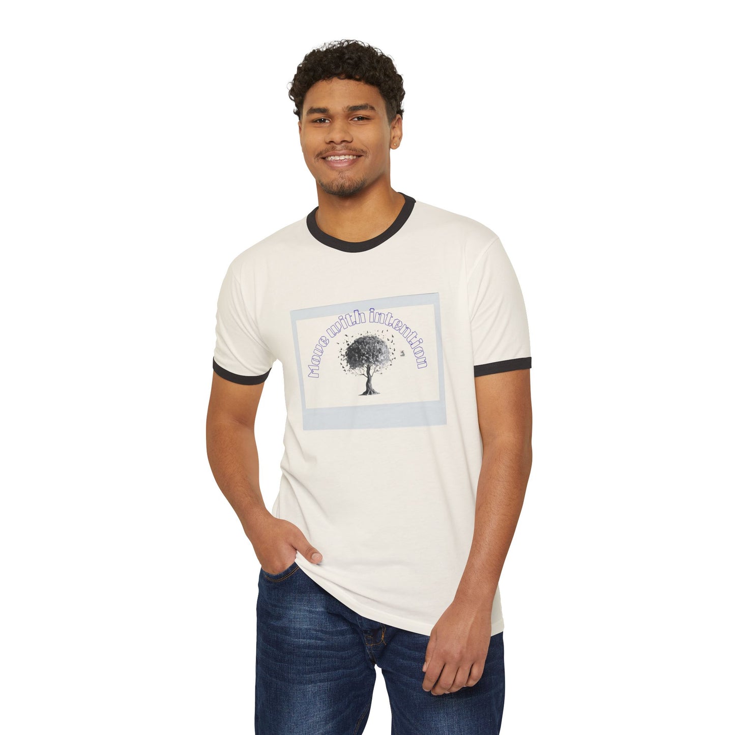 Eco-Friendly Unisex Cotton Ringer T-Shirt, Nature-Inspired Tee, Casual Wear, Gift for Tree Lovers, Relaxed Fit, Earth Day Apparel