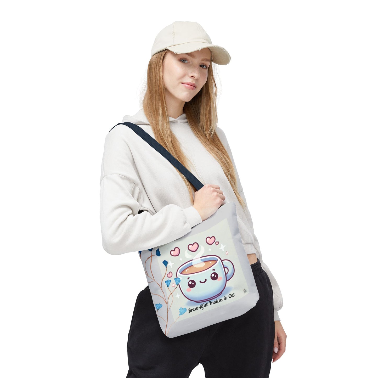 Cute Coffee Tote Bag, AOP Coffee Lover's Gift, Eco-Friendly Shopping Bag, Adorable Canvas Tote for Everyday Use, Heartfelt Design