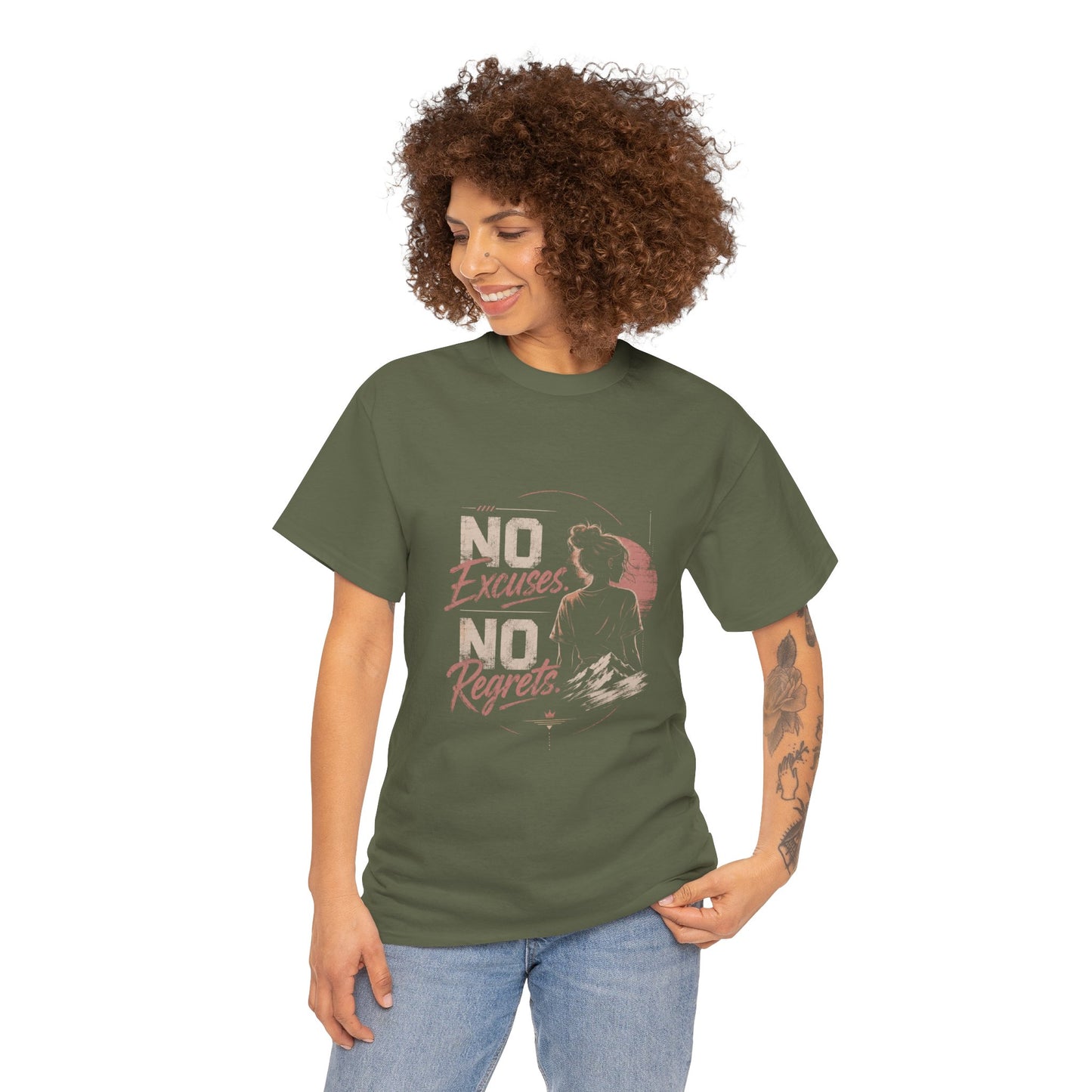 No Excuses No Regrets Tee | Motivational Graphic T-Shirt | Silhouette Design