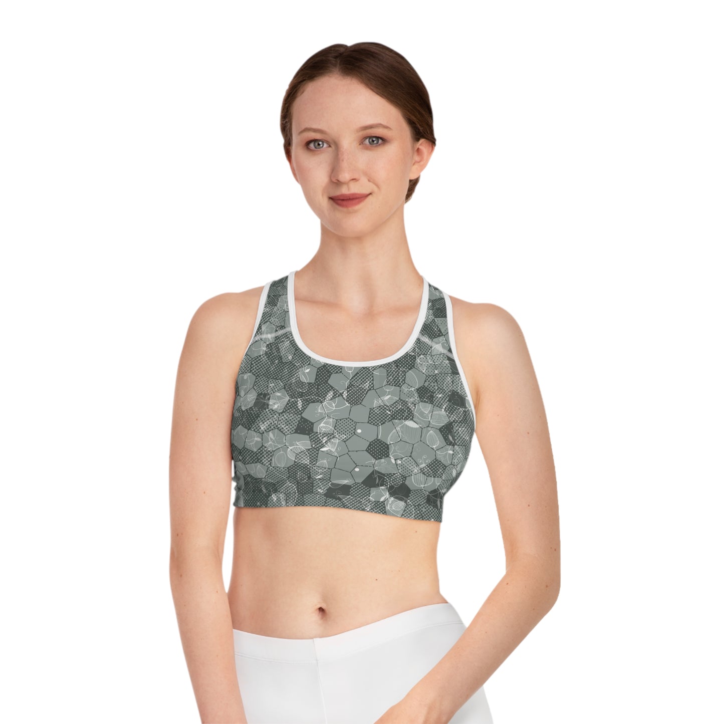 Stylish Sports Bra with Unique Hexagonal Pattern, Activewear for Yoga, Fitness, Dance, Gym, Workout, Gift for Athletes