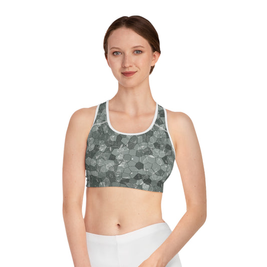 Stylish Sports Bra with Unique Hexagonal Pattern, Activewear for Yoga, Fitness, Dance, Gym, Workout, Gift for Athletes