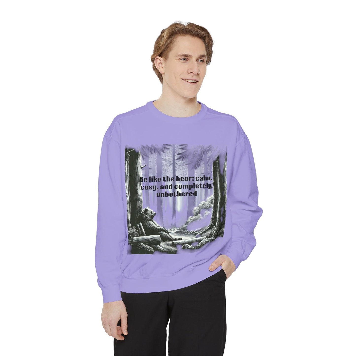 Bear Calm Sweatshirt | Unisex Garment-Dyed Cozy Crew | Inspirational Nature Apparel | Perfect Gift for Outdoor Lovers