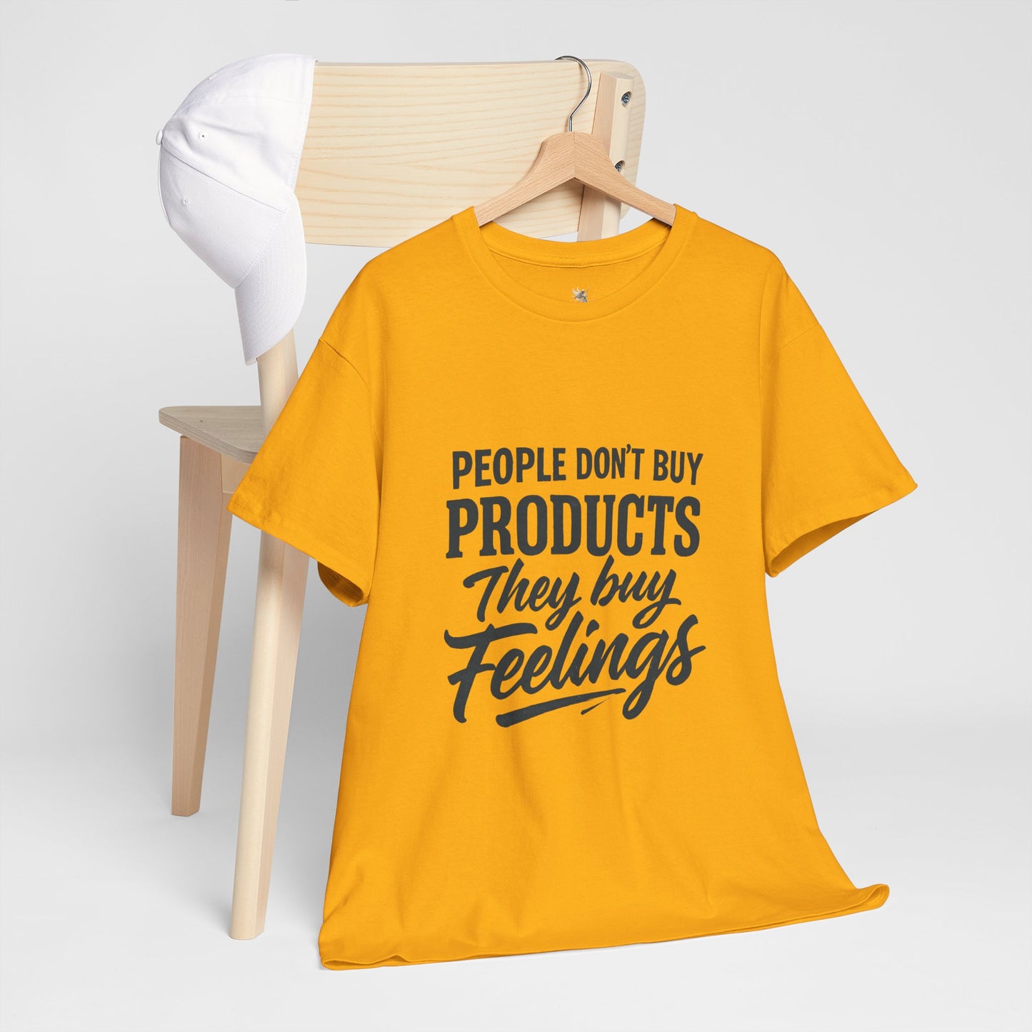 Unisex Heavy Cotton Tee: 'People Don't Buy Products, They Buy Feelings' - Casual Fashion, Gift Idea, Everyday Wear, Comfortable Style, [...]