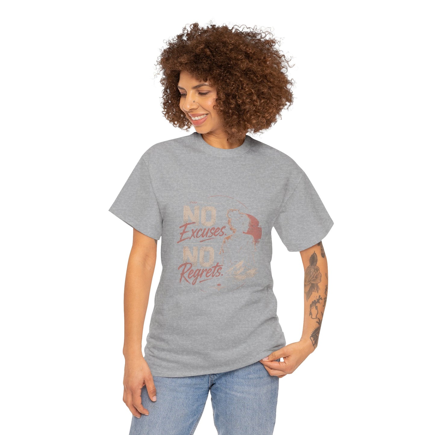 No Excuses No Regrets Tee | Motivational Graphic T-Shirt | Silhouette Design
