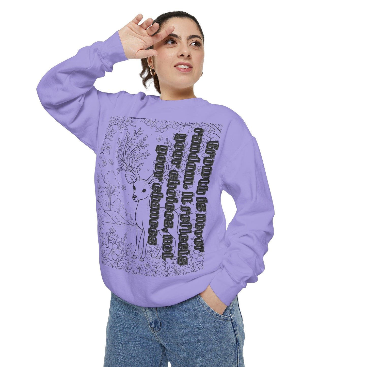 Whimsical Deer Sweatshirt | Cozy Casual Wear, Gift for Nature Lovers, Fall Fashion, Unique Artwork, Unisex Style