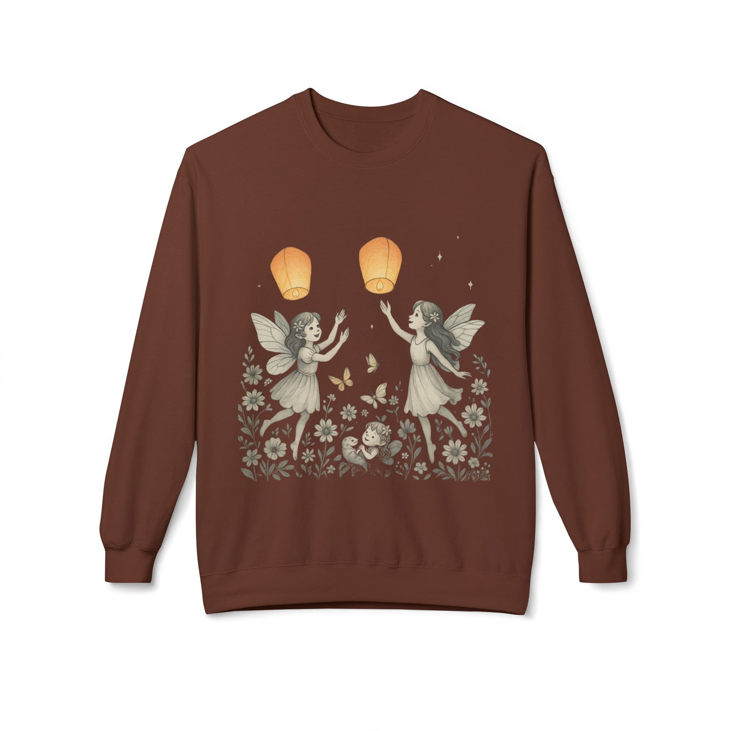Fairy Dreams Crewneck Sweatshirt, Cozy Fleece Sweatshirt, Unisex Pullover, Fantasy Sweatshirt, Magical Gift, Boho Style