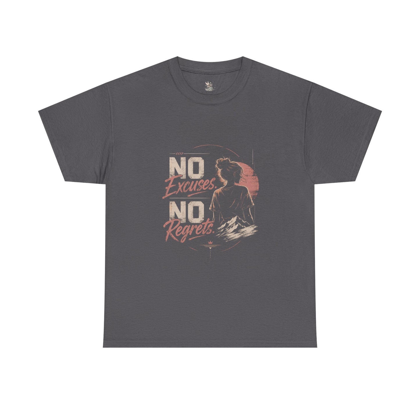 No Excuses No Regrets Tee | Motivational Graphic T-Shirt | Silhouette Design