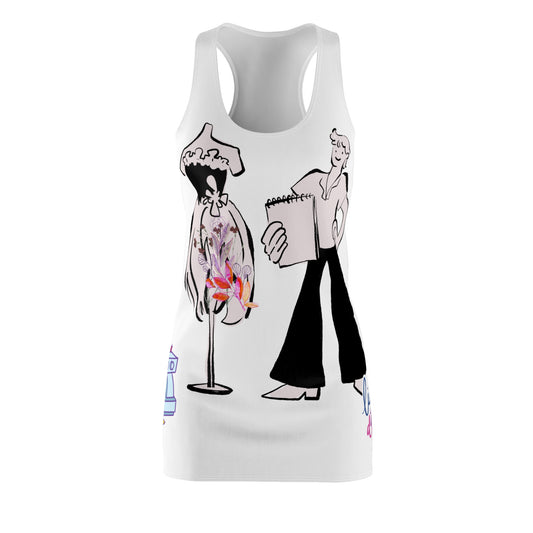Artistic Racerback Dress for Creative Souls, Bohemian Style Dress, Summer Fashion, Gift for Artists, Unique Graphic Dress