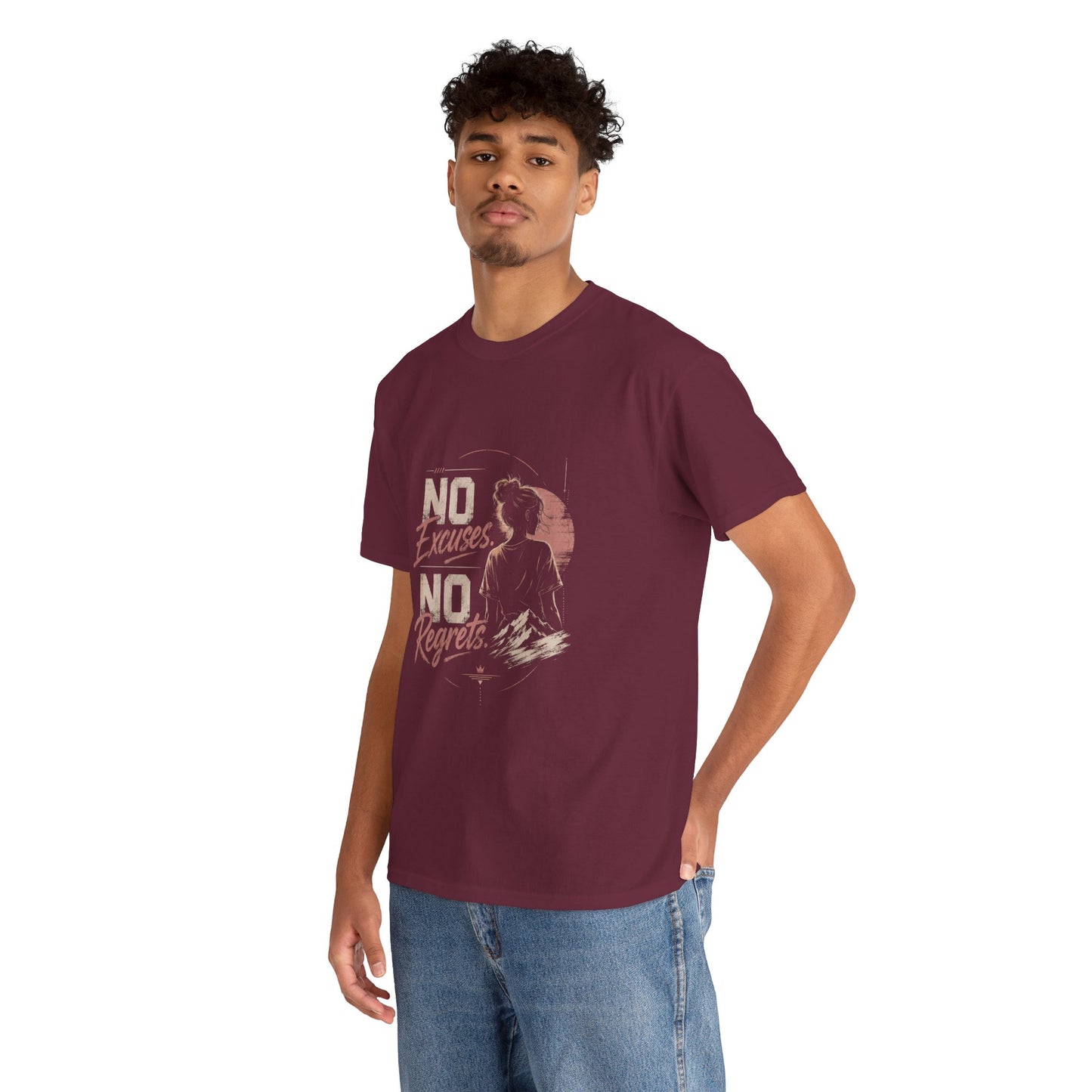 No Excuses No Regrets Tee | Motivational Graphic T-Shirt | Silhouette Design