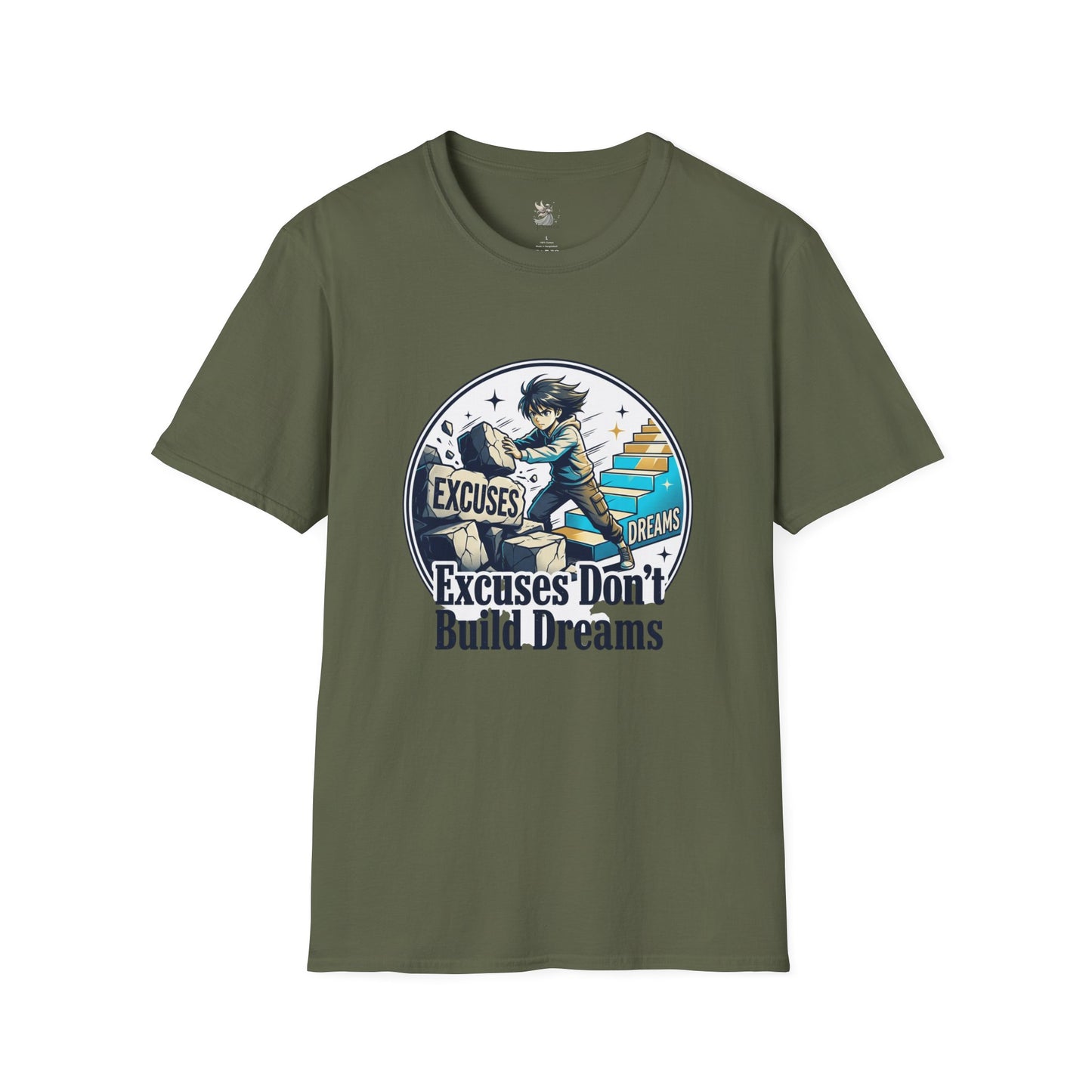 Excuses Don't Build Dreams T-Shirt — Motivational Skateboard Graphic Tee