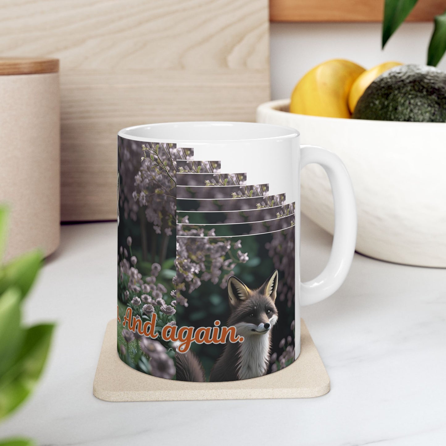 Whimsical Fox Ceramic Mug with Inspirational Quote, Cute Gift for Animal Lovers, Coffee Tea Cup, Nature Lover's Mug, Unique Home Decor
