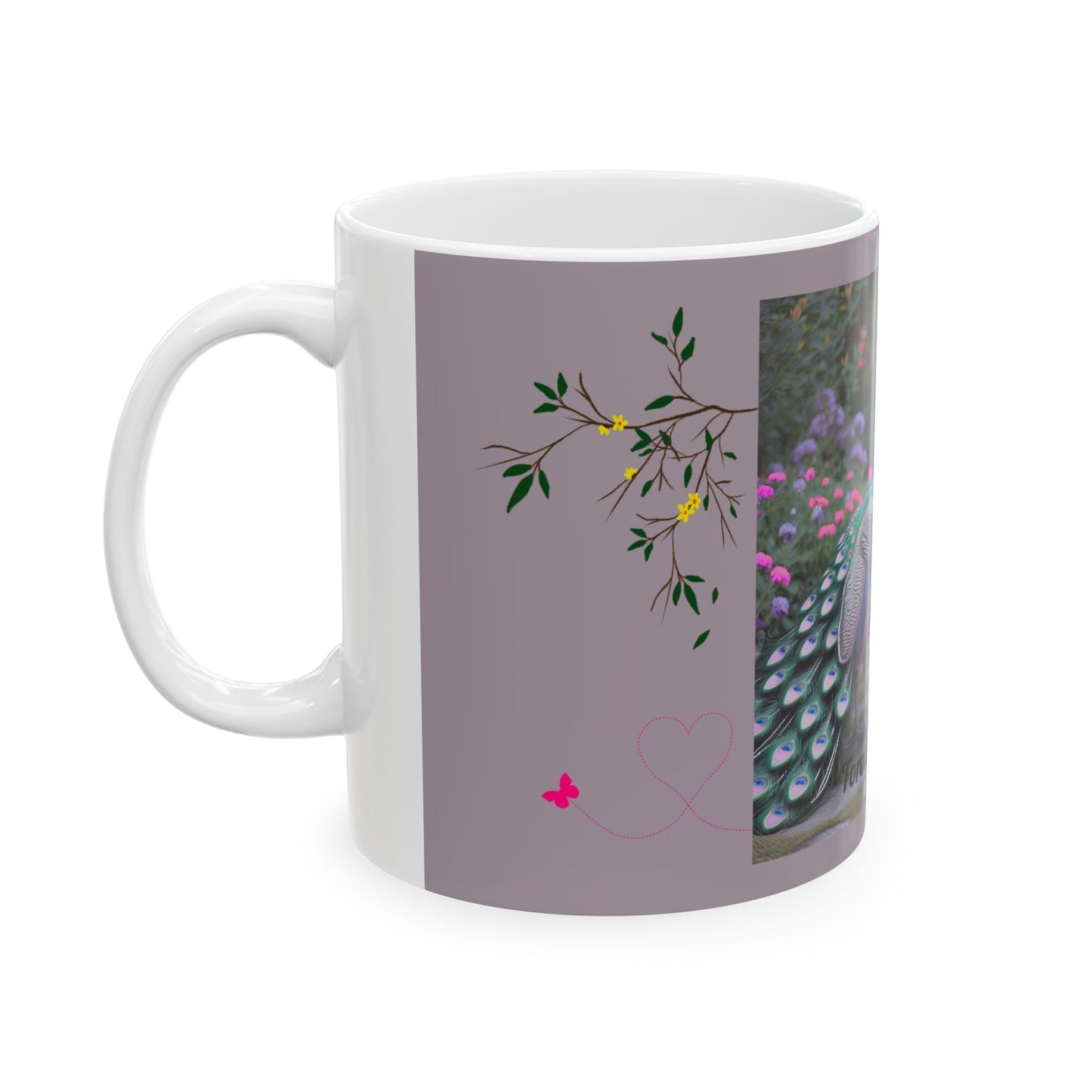 Peacock Love Ceramic Mug - Forever Entwined, Gift for Couples, Wedding, Anniversary, Home Decor, Nature Lovers