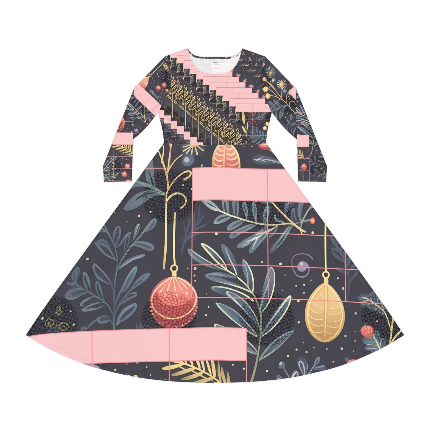 Long Sleeve Christmas Dance Dress, Festive Holiday Dress, Party Dress, Gift for Dancers, Winter Celebration Clothing