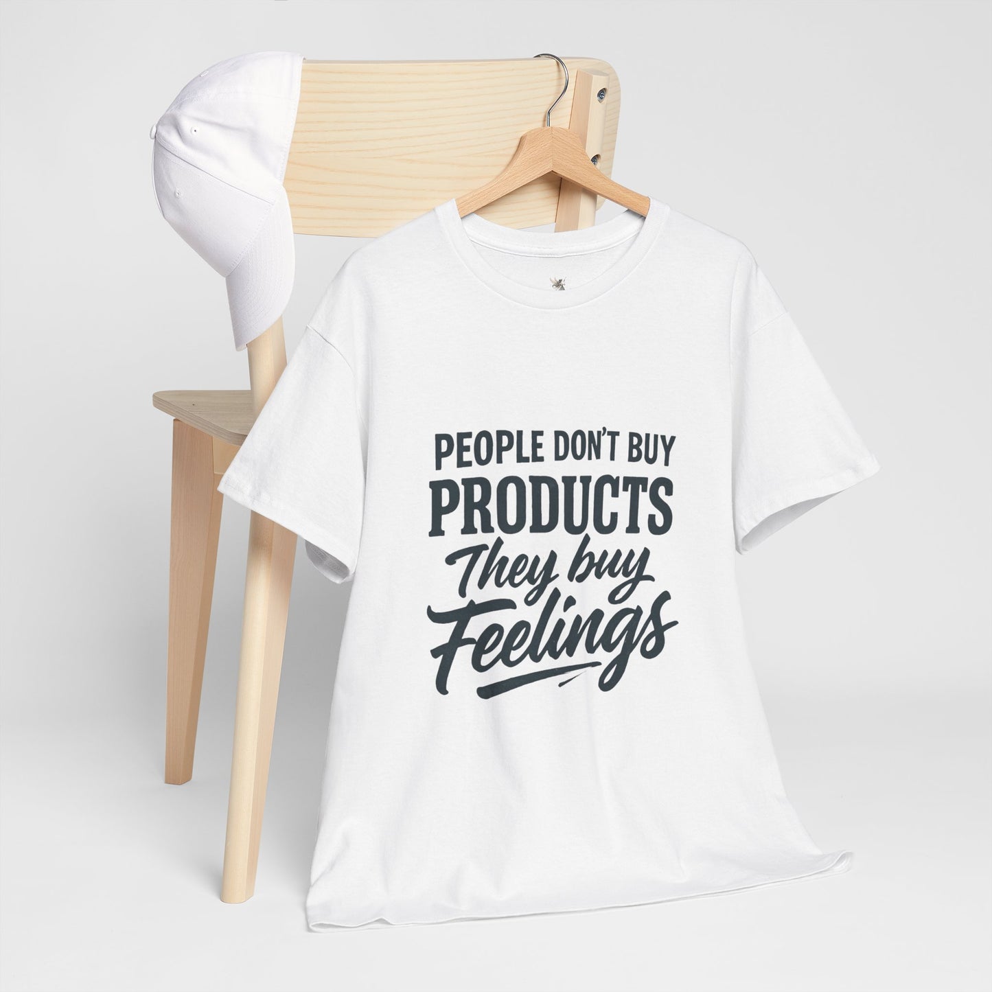 Unisex Heavy Cotton Tee: 'People Don't Buy Products, They Buy Feelings' - Casual Fashion, Gift Idea, Everyday Wear, Comfortable Style, [...]