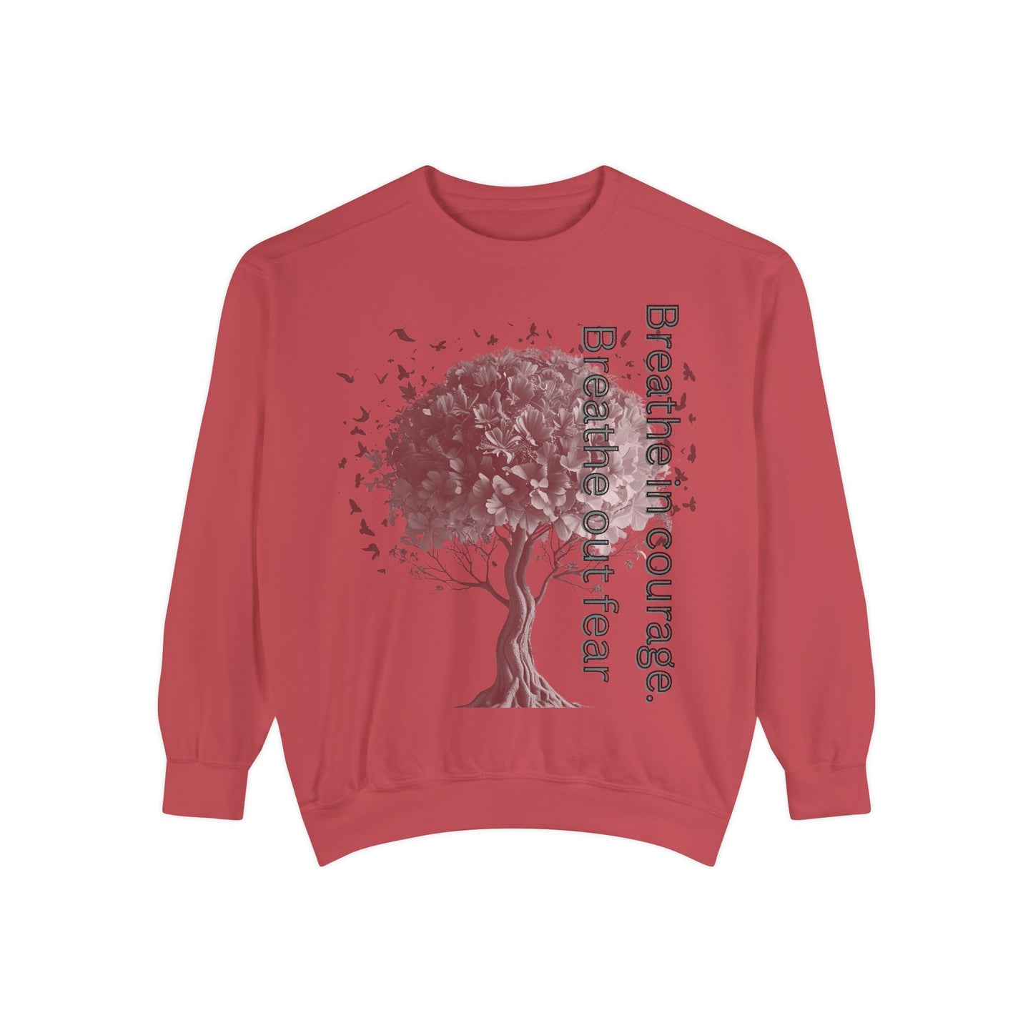 Inspirational Sweatshirt, Cozy Garment-Dyed Sweater, Gift for Nature Lovers, Motivational Apparel, Breathe Design Hoodie, Relaxed Fit Layer