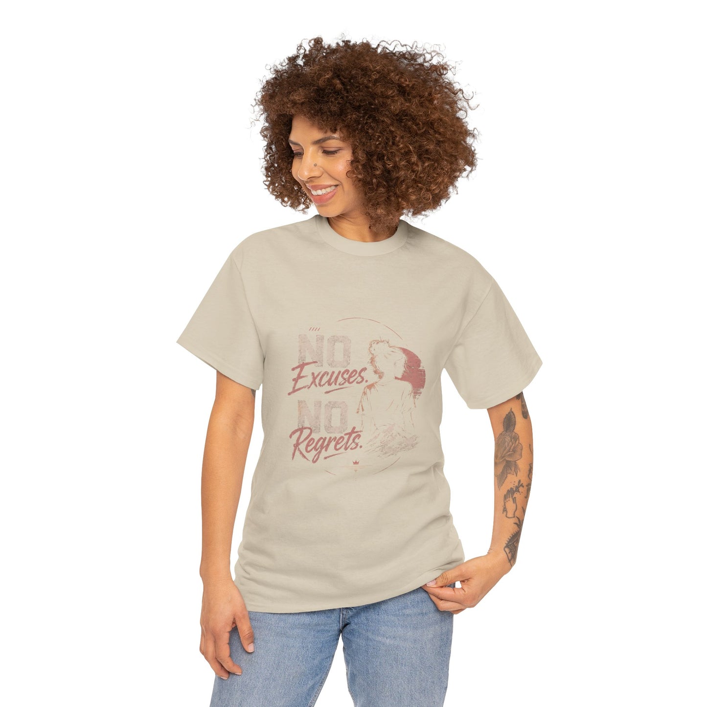 No Excuses No Regrets Tee | Motivational Graphic T-Shirt | Silhouette Design