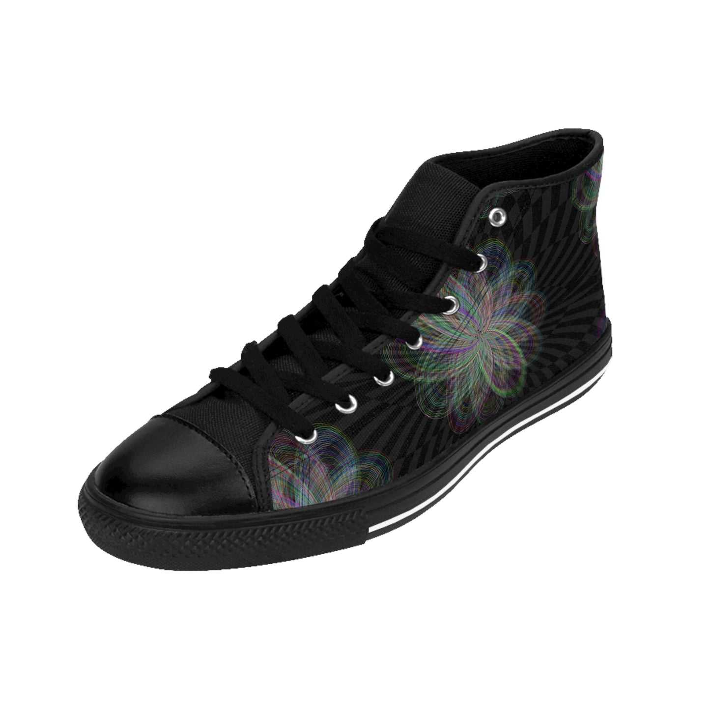 Stylish Floral High-Top Sneakers, Fashion Sneakers, Women's Ankle Shoes, Trendy Footwear, Casual Everyday Sneakers