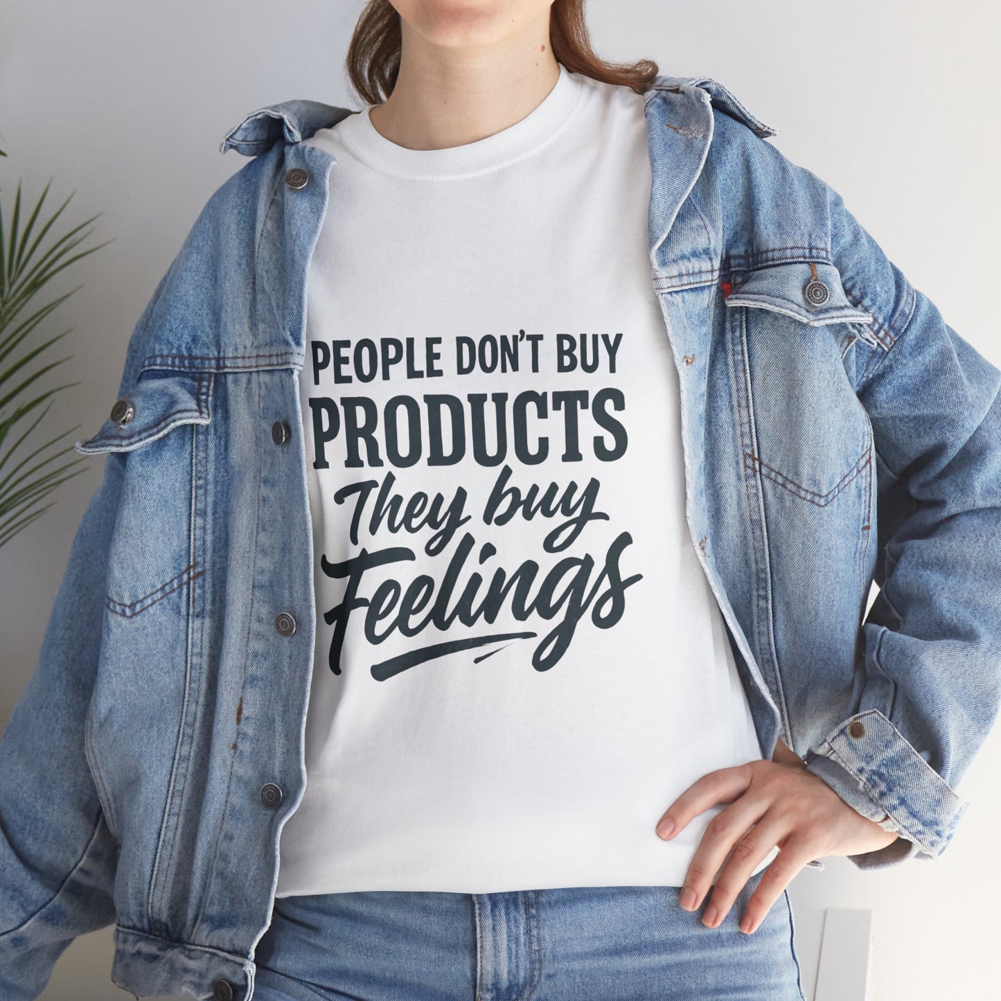 Unisex Heavy Cotton Tee: 'People Don't Buy Products, They Buy Feelings' - Casual Fashion, Gift Idea, Everyday Wear, Comfortable Style, [...]