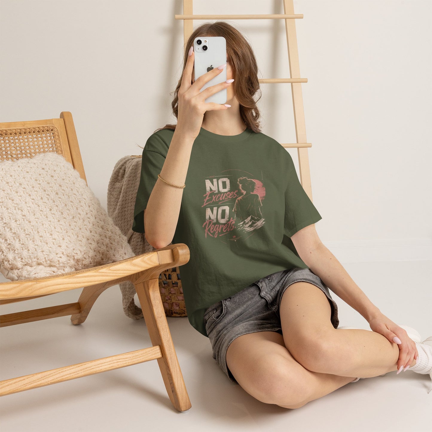 No Excuses No Regrets Tee | Motivational Graphic T-Shirt | Silhouette Design