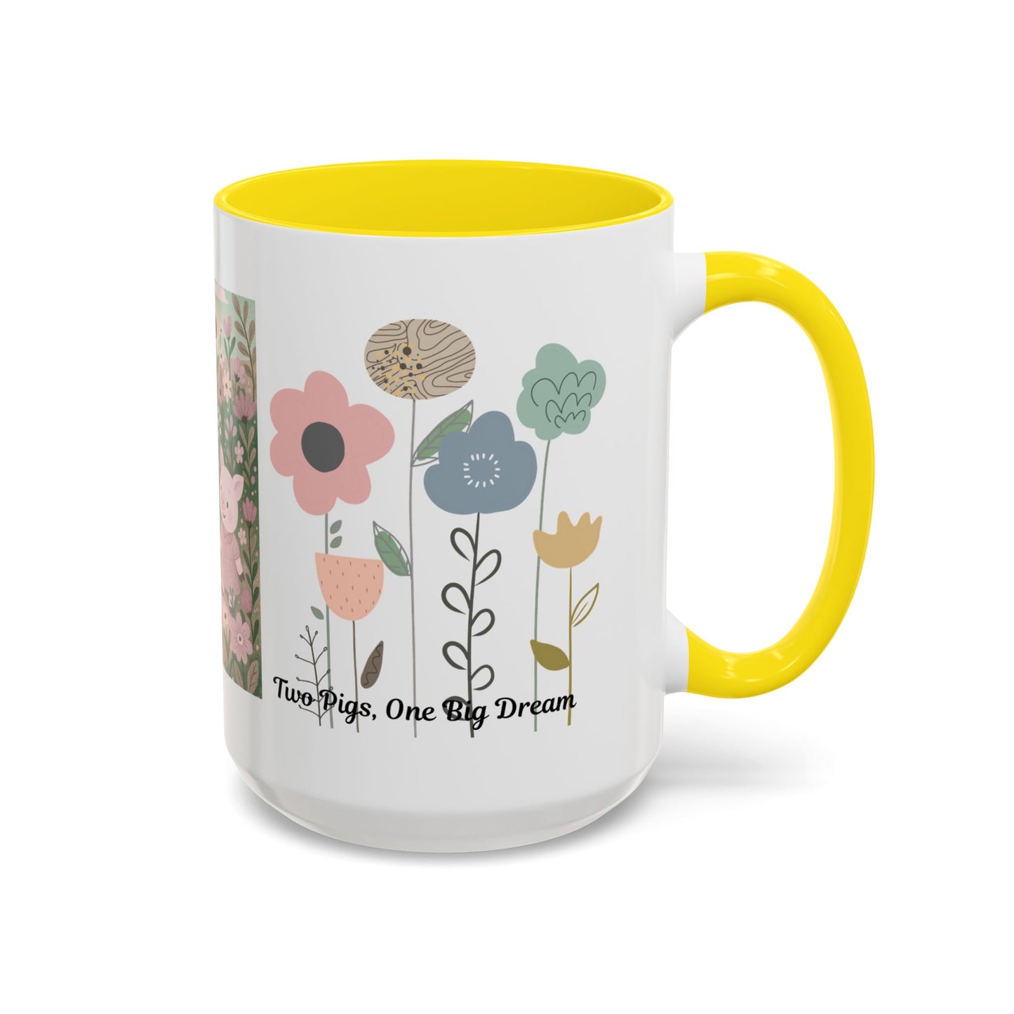 Charming Piggy Coffee Mug, Cute Animal Tea Cup, Floral Design Drinkware, Gift for Animal Lovers, Kitchen Decor, Unique Birthday Gift