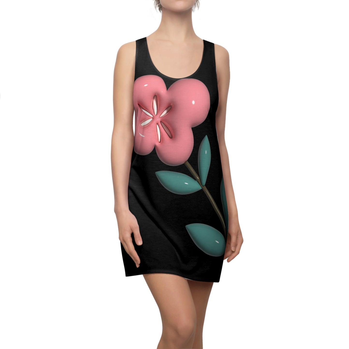 Pink Floral Illustration Racerback Dress | All-Over Print