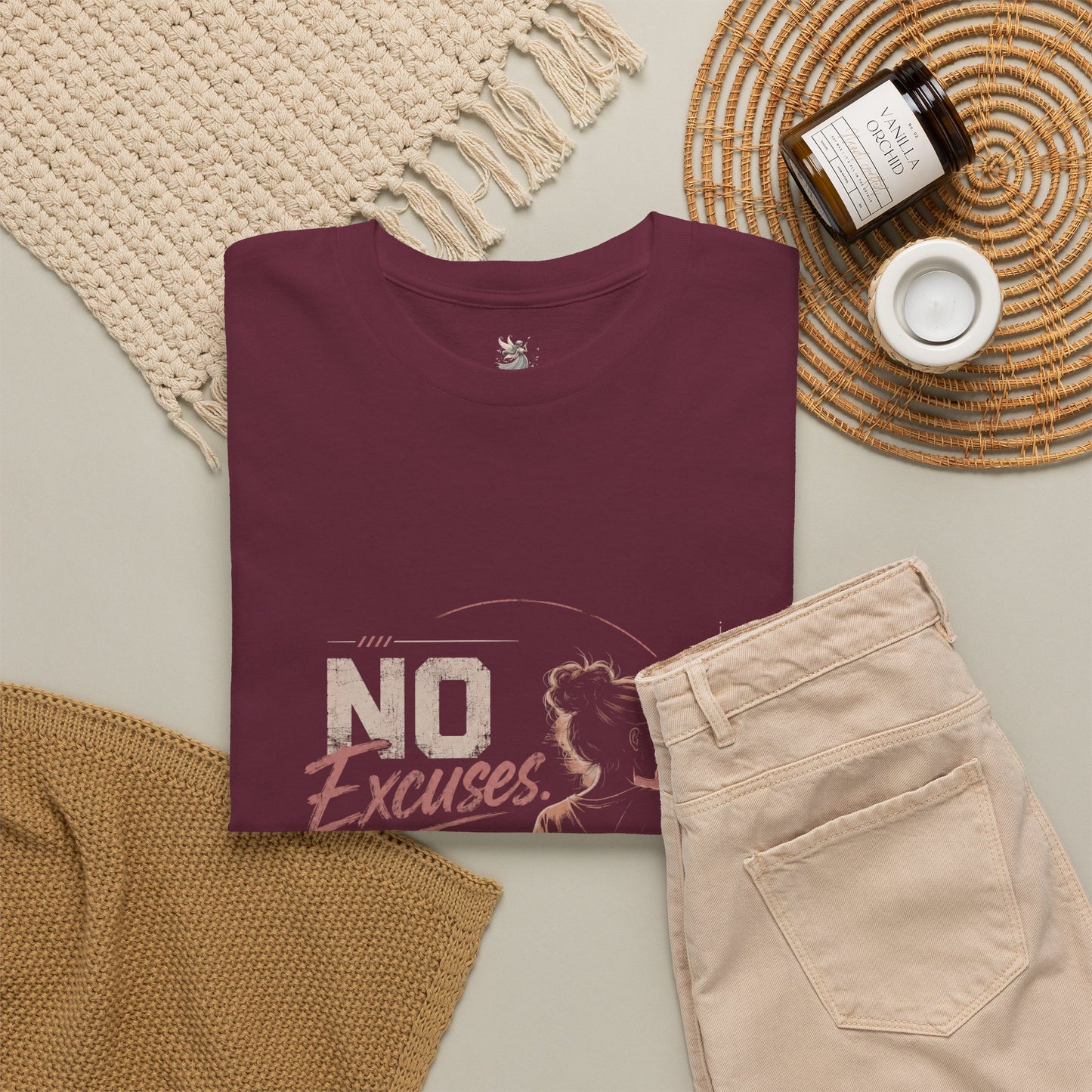 No Excuses No Regrets Tee | Motivational Graphic T-Shirt | Silhouette Design