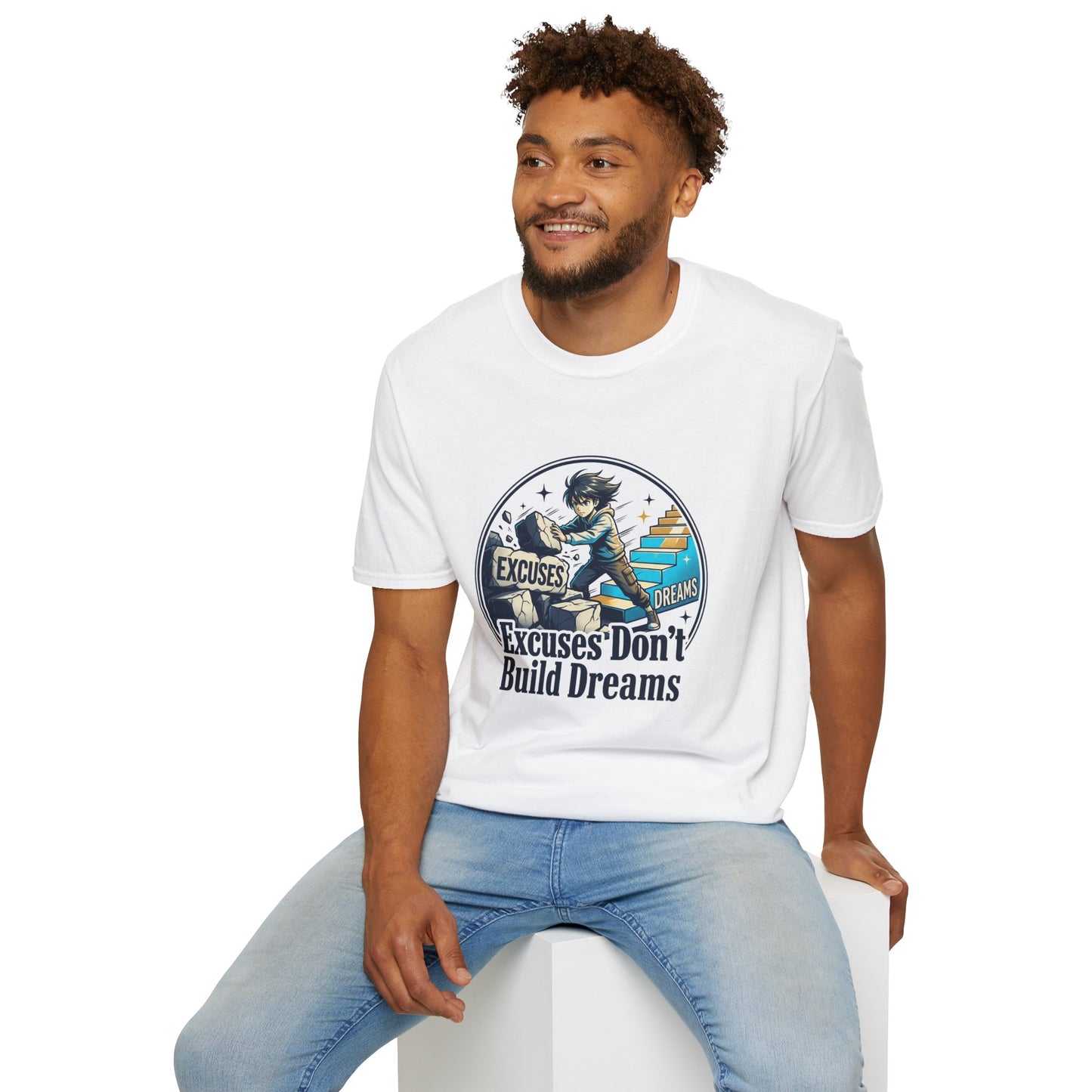 Excuses Don't Build Dreams T-Shirt — Motivational Skateboard Graphic Tee