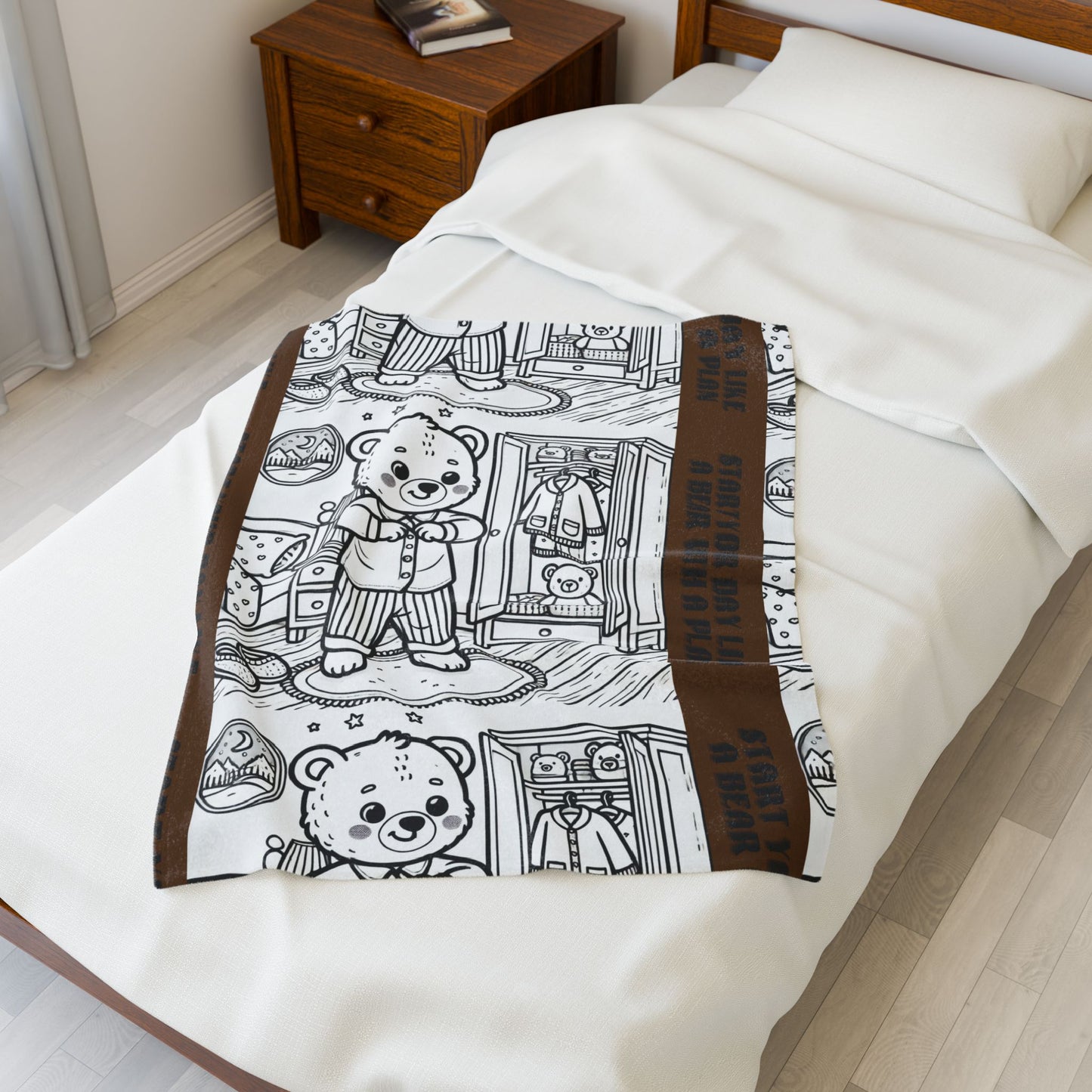 Cozy Bear Velveteen Plush Blanket, Soft Throw for Kids, Nursery Decor, Gift for Baby Shower, Bedtime Comfort, Playroom Accessory