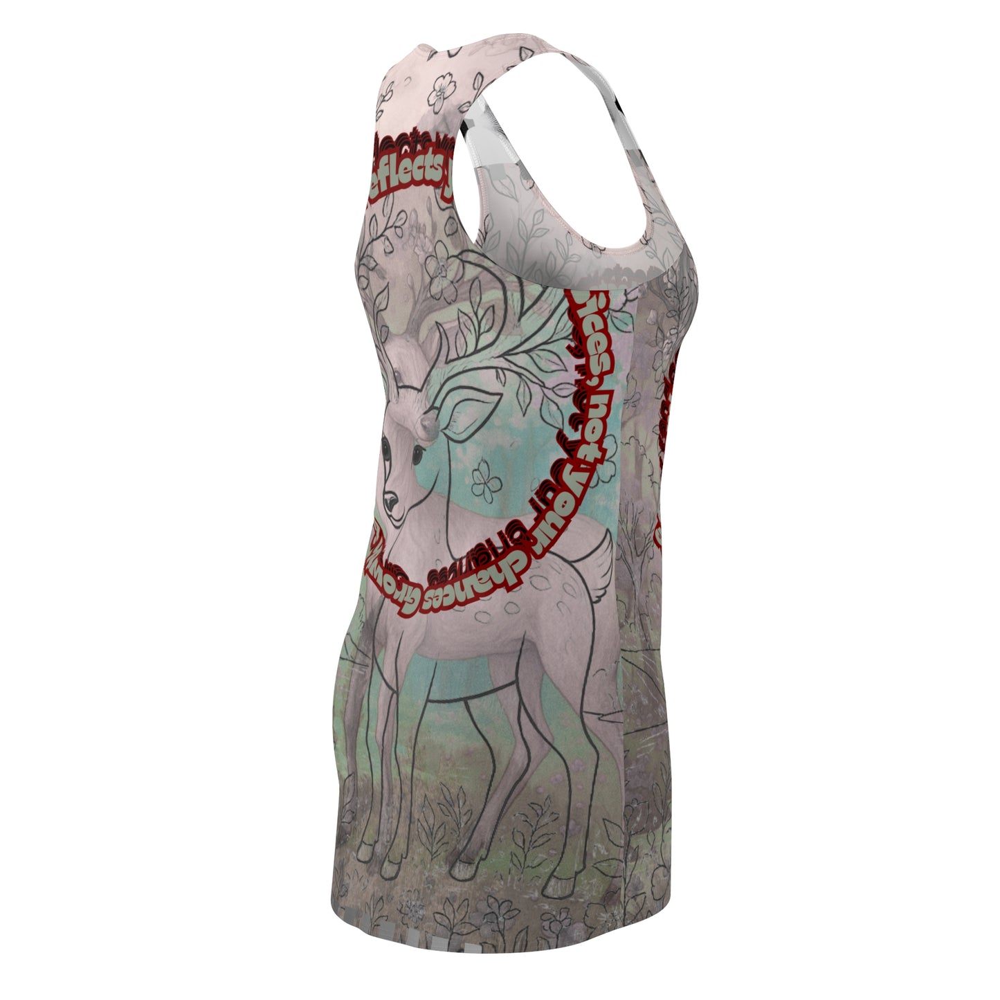 Women's Nature-Inspired Racerback Dress, Boho Summer Dress, Festival Outfit, Eco-Friendly Fashion, Ideal for Outdoor Gatherings