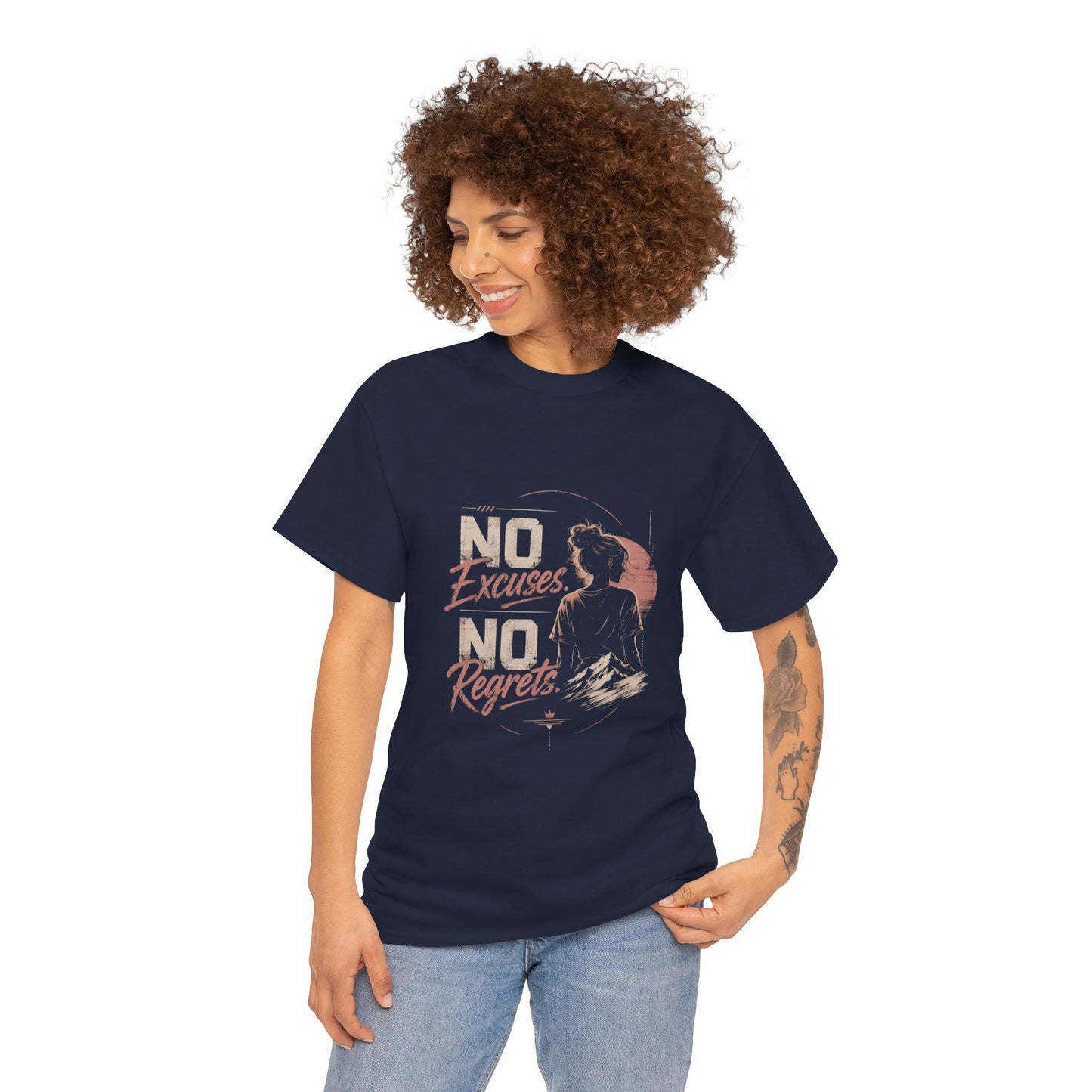 No Excuses No Regrets Tee | Motivational Graphic T-Shirt | Silhouette Design