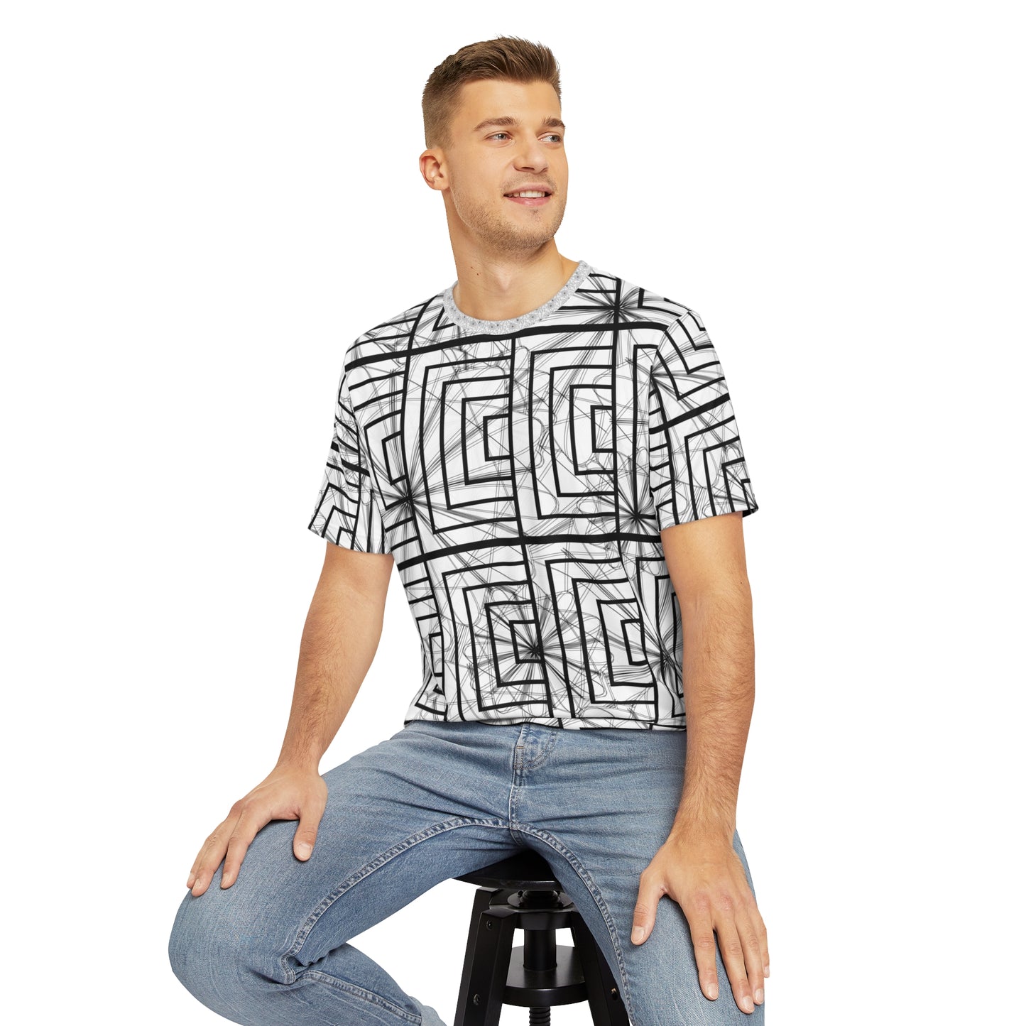 Stylish Abstract Floral Tee for Men, Casual Wear, Unique Gift, Graphic Tee, Summer Fashion, Trendy Polyester Shirt