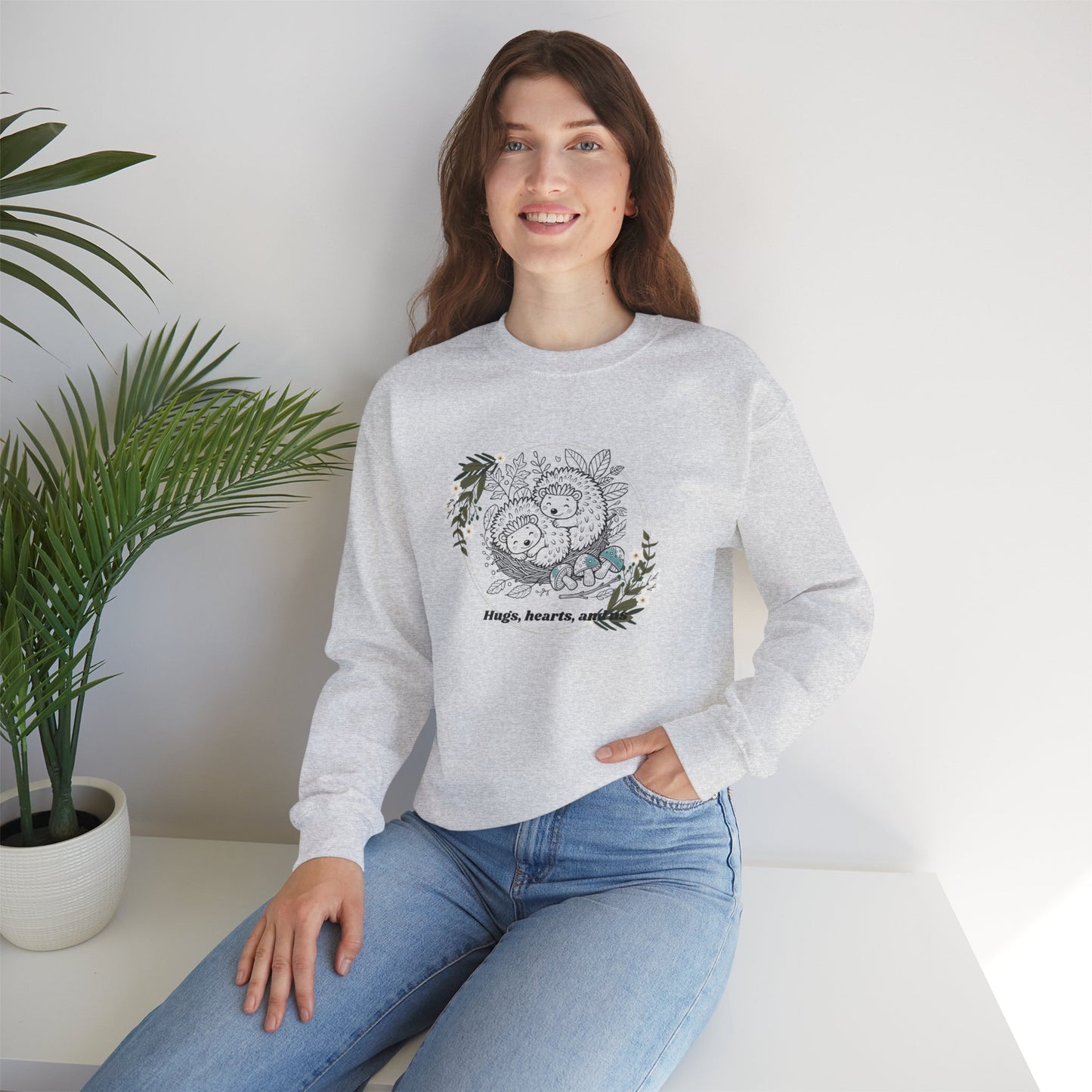 Hedgehog Sweatshirt - Valentine's Day Love Illustration