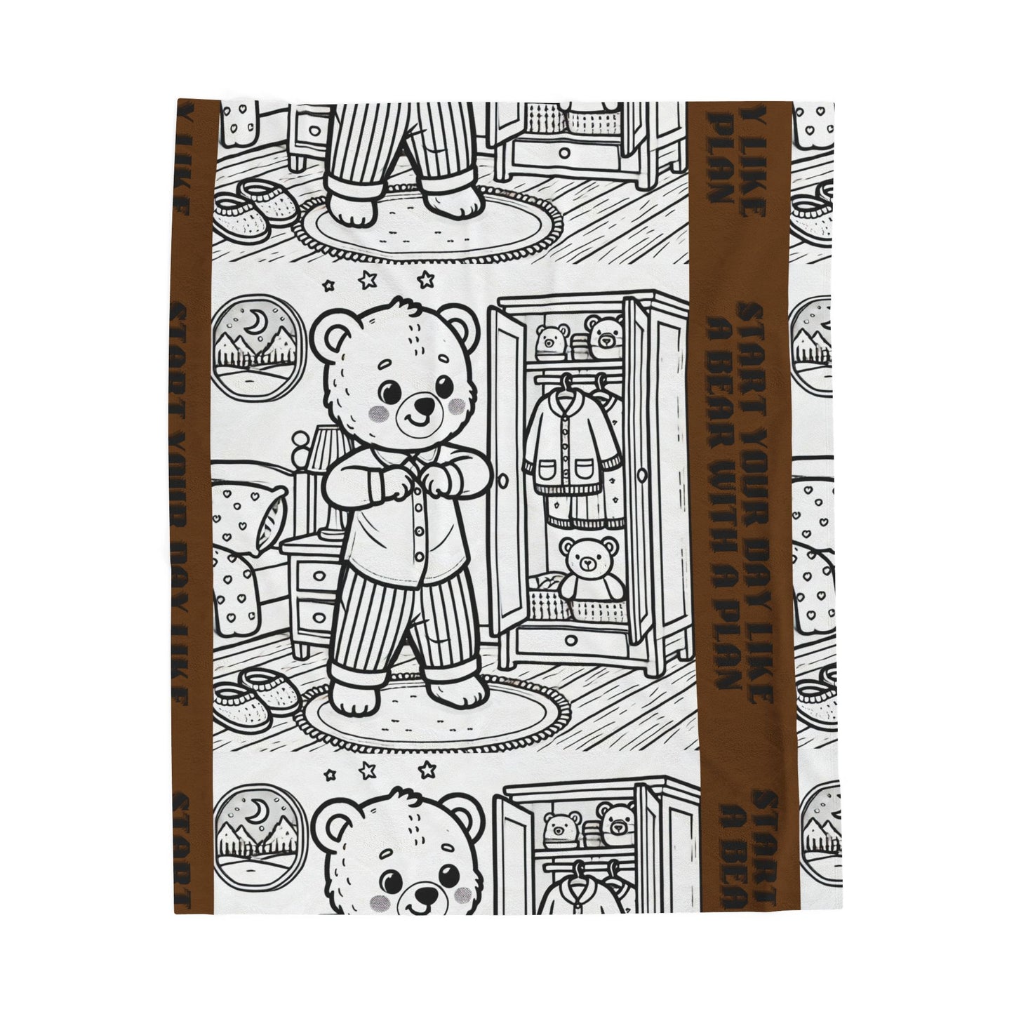 Cozy Bear Velveteen Plush Blanket, Soft Throw for Kids, Nursery Decor, Gift for Baby Shower, Bedtime Comfort, Playroom Accessory