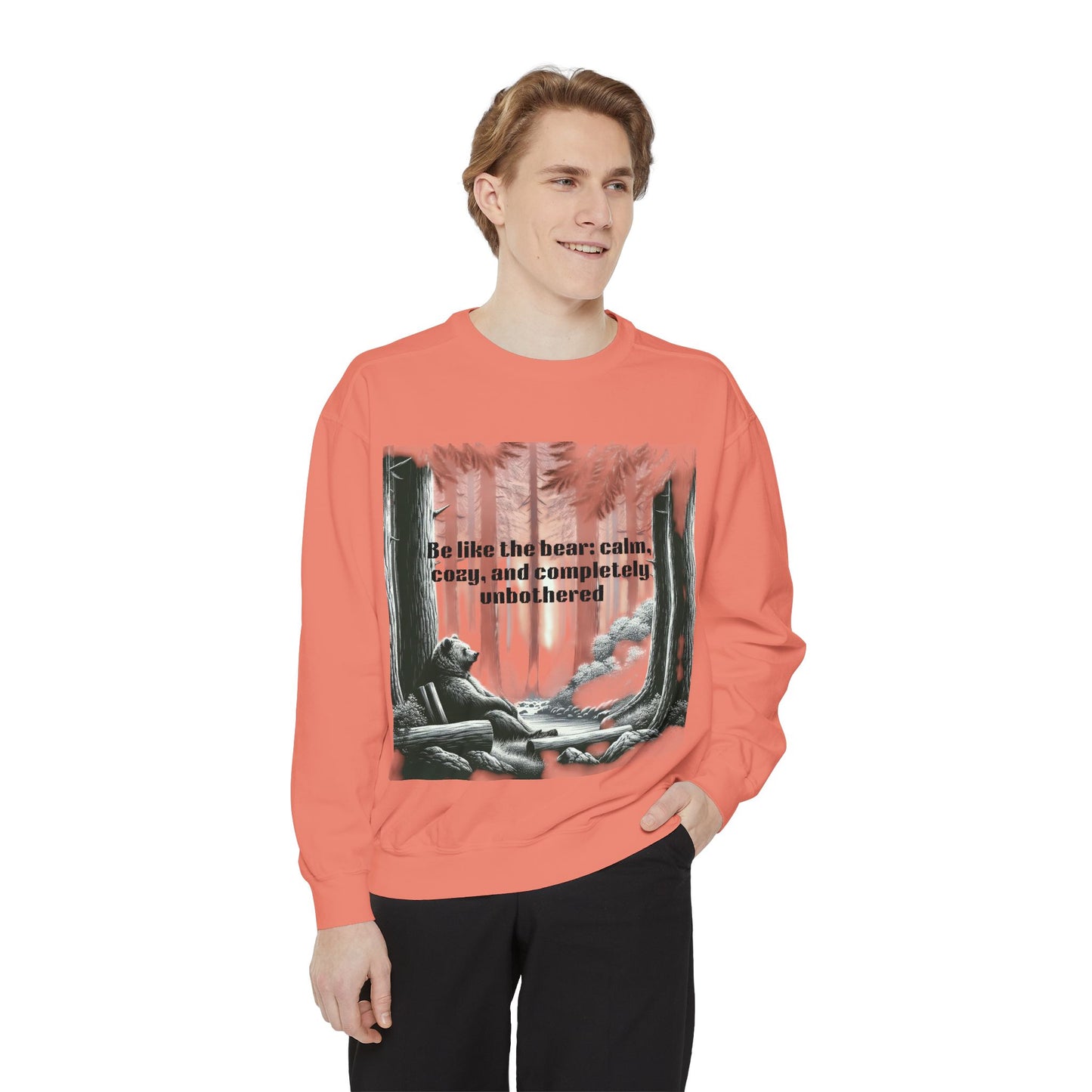 Bear Calm Sweatshirt | Unisex Garment-Dyed Cozy Crew | Inspirational Nature Apparel | Perfect Gift for Outdoor Lovers