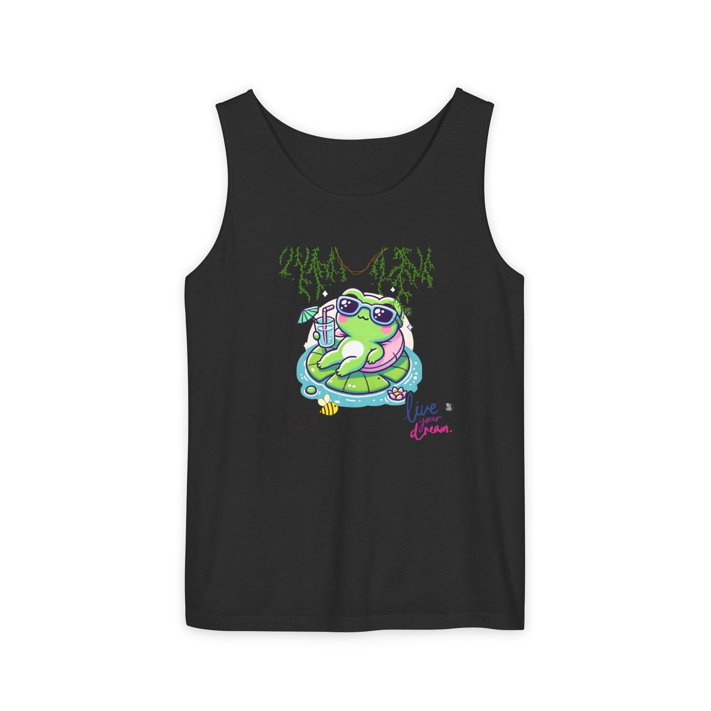 Chill Vibes Frog Tank Top - Summer, Beachwear, Gift for Frog Lovers, Cute Graphic Tee, Unisex Casual Wear