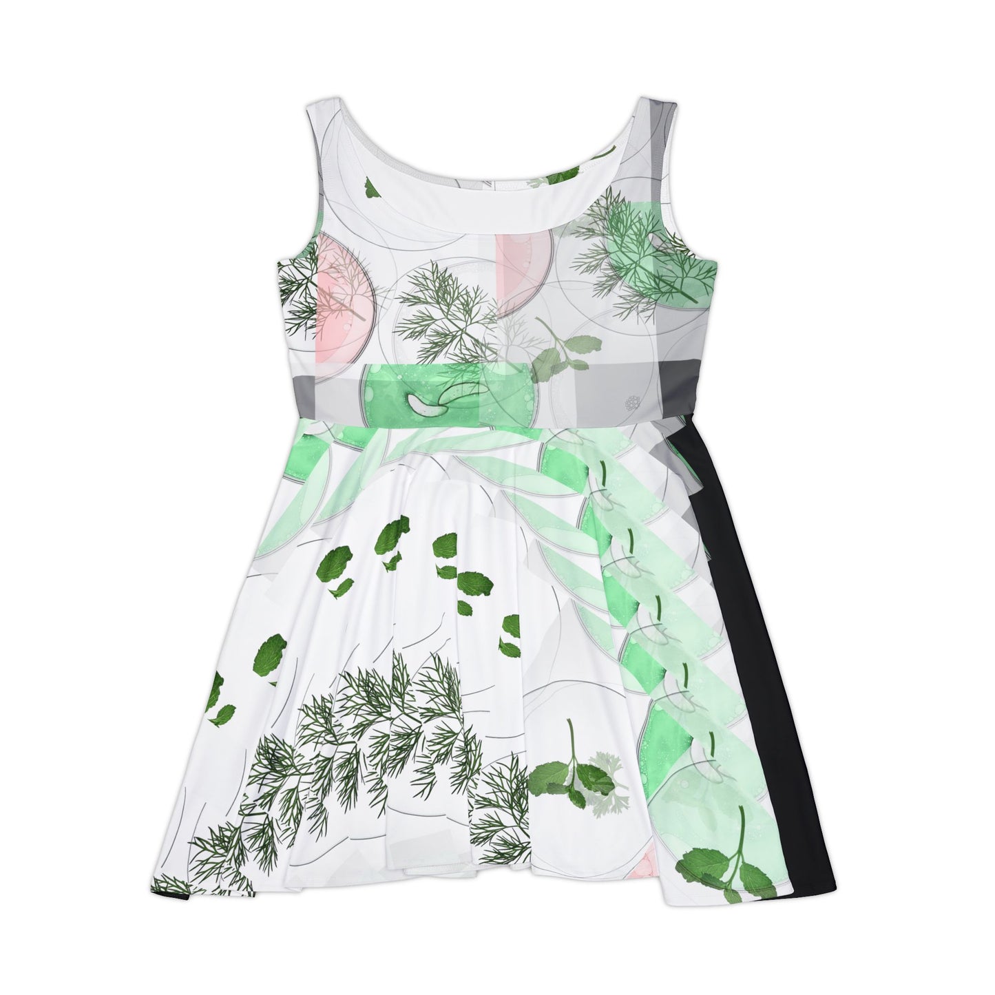 Botanical Print Skater Dress, Summer Dress, Vacation Outfit, Casual Dress, Gift for Her, Floral Dress, Eco-Friendly Clothing